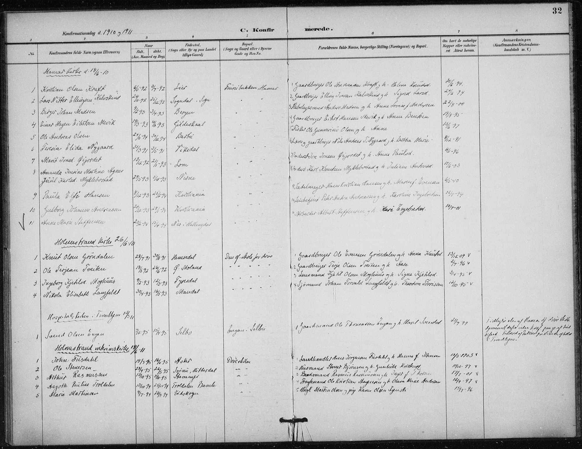 Døves menighet Oslo prestekontor kirkebøker, AV/SAO-A-11064/F/L0001: Parish register (official) no. 1, 1895-1919, p. 32