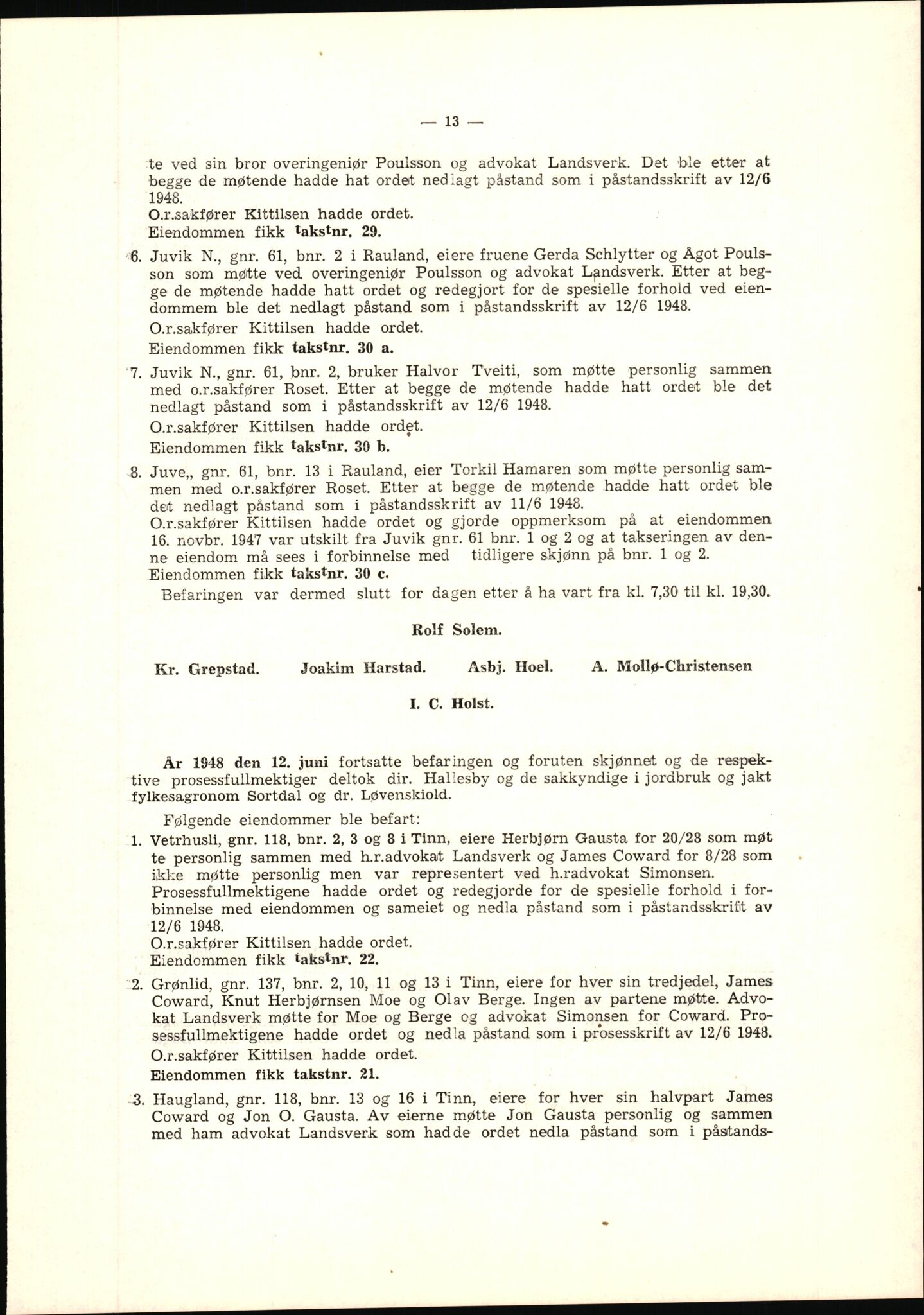 Vest-Telemark sorenskriveri, AV/SAKO-A-134/F/Fo/Fob/L0001: Skjønn/rettsbøker for kraftutbygging/veg, 1948-1963, p. 15