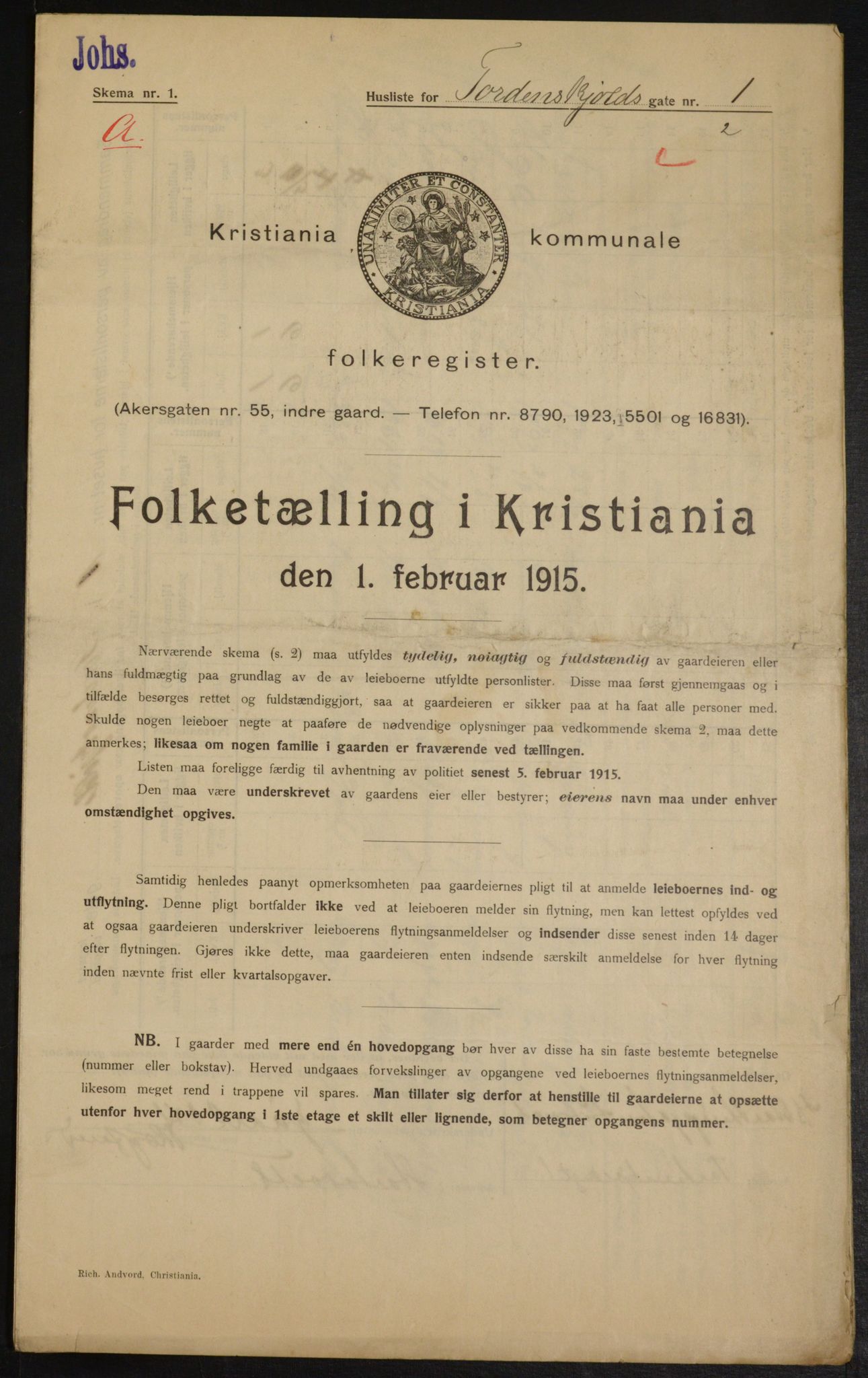 OBA, Municipal Census 1915 for Kristiania, 1915, p. 114053