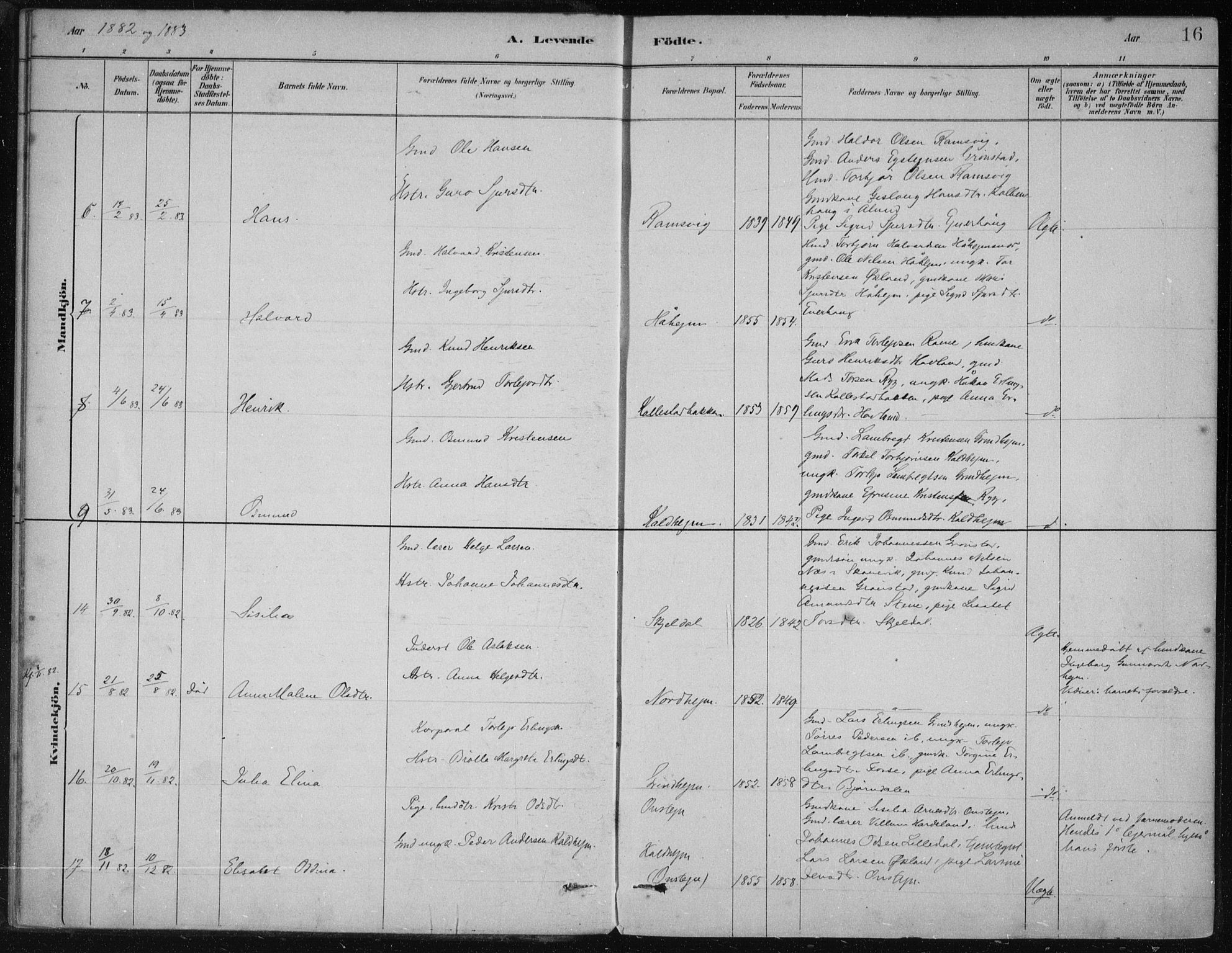 Etne sokneprestembete, AV/SAB-A-75001/H/Haa: Parish register (official) no. D  1, 1879-1919, p. 16