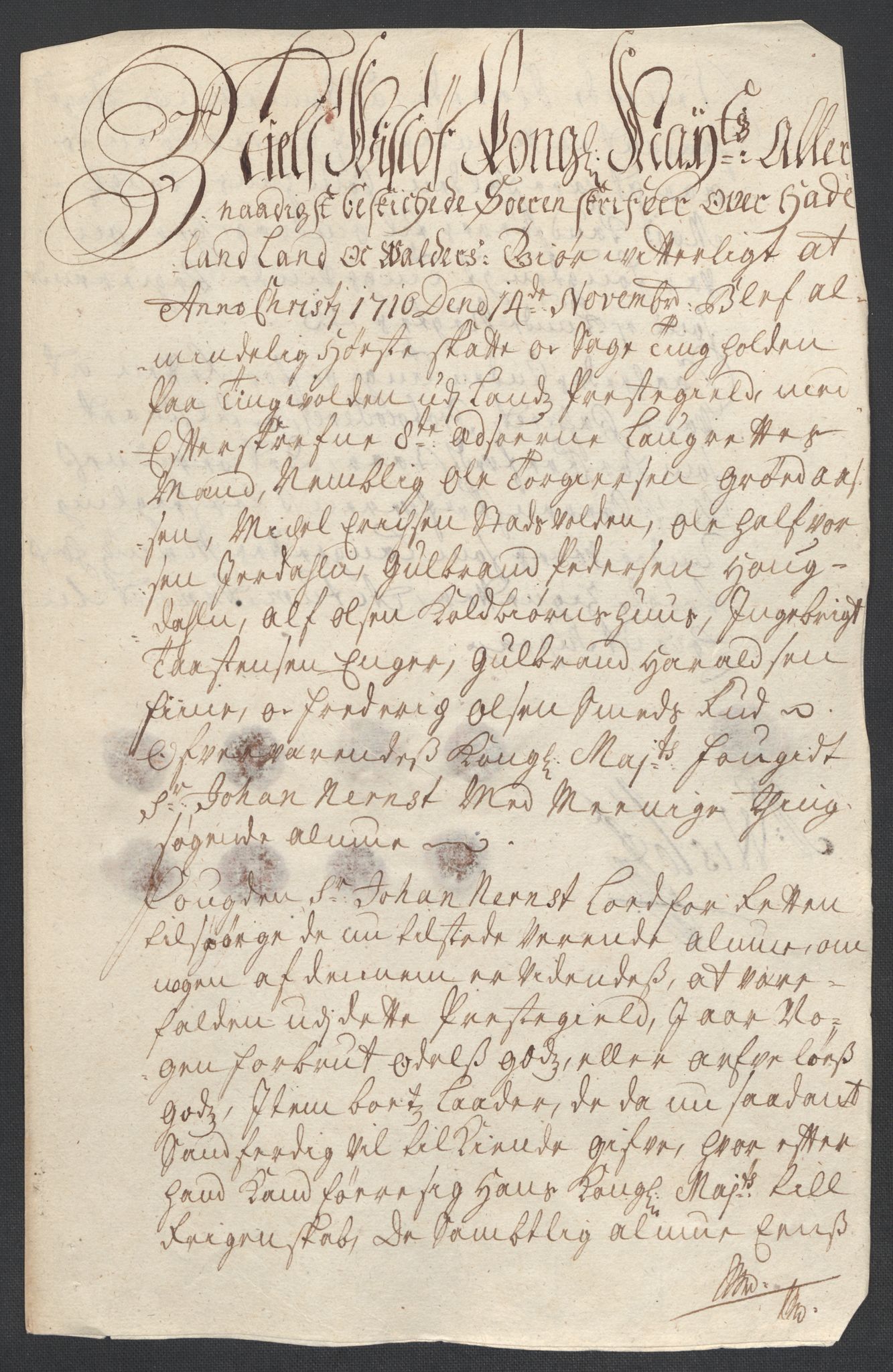 Rentekammeret inntil 1814, Reviderte regnskaper, Fogderegnskap, AV/RA-EA-4092/R18/L1307: Fogderegnskap Hadeland, Toten og Valdres, 1710, p. 32