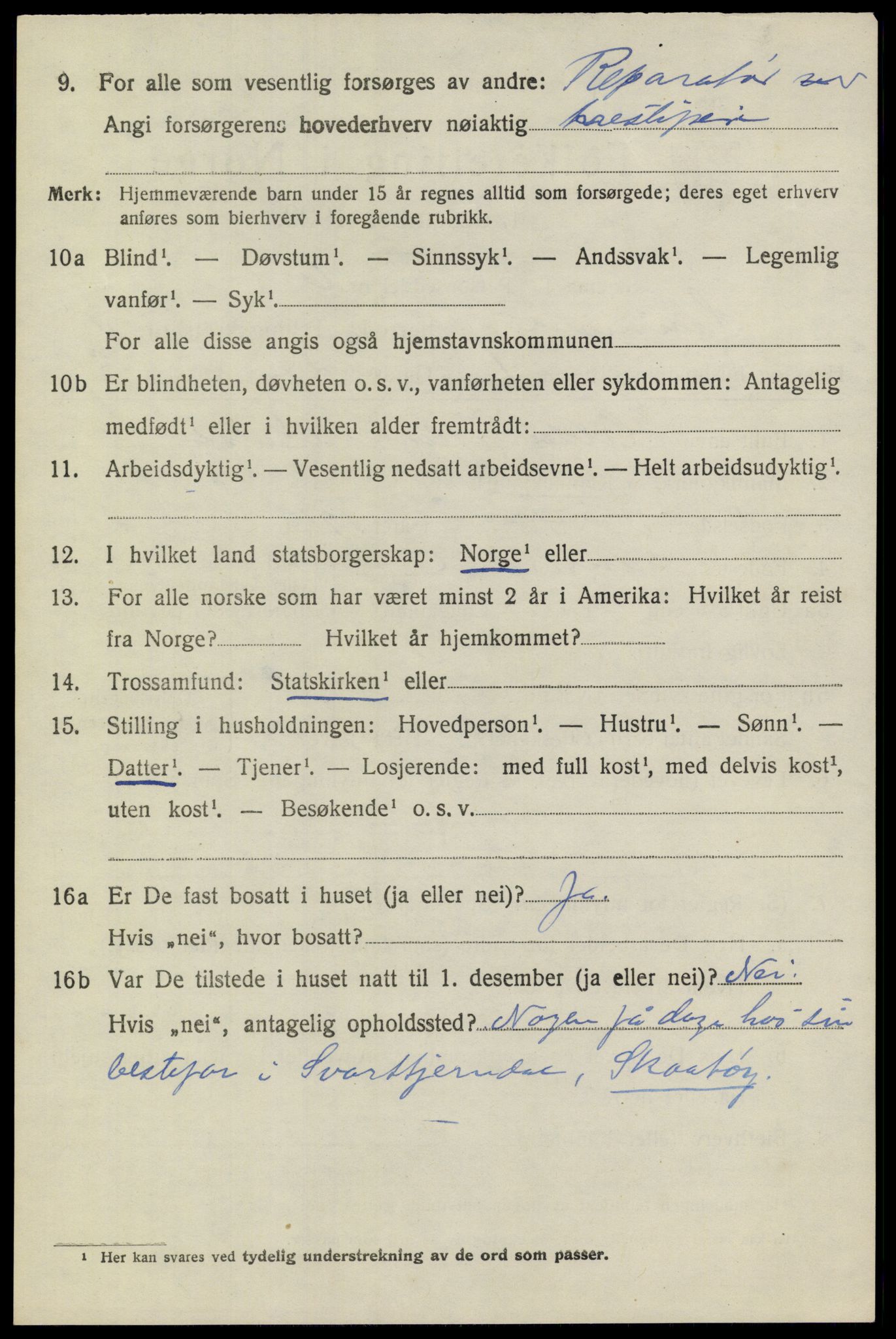 SAKO, 1920 census for Sannidal, 1920, p. 2180