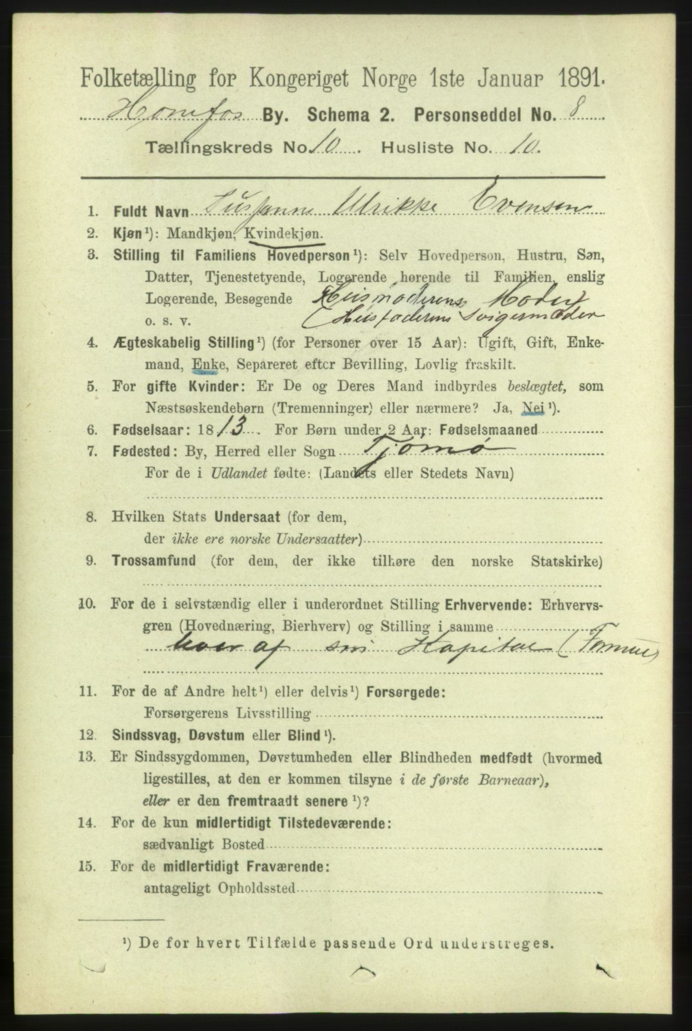 RA, 1891 census for 0601 Hønefoss, 1891, p. 1479