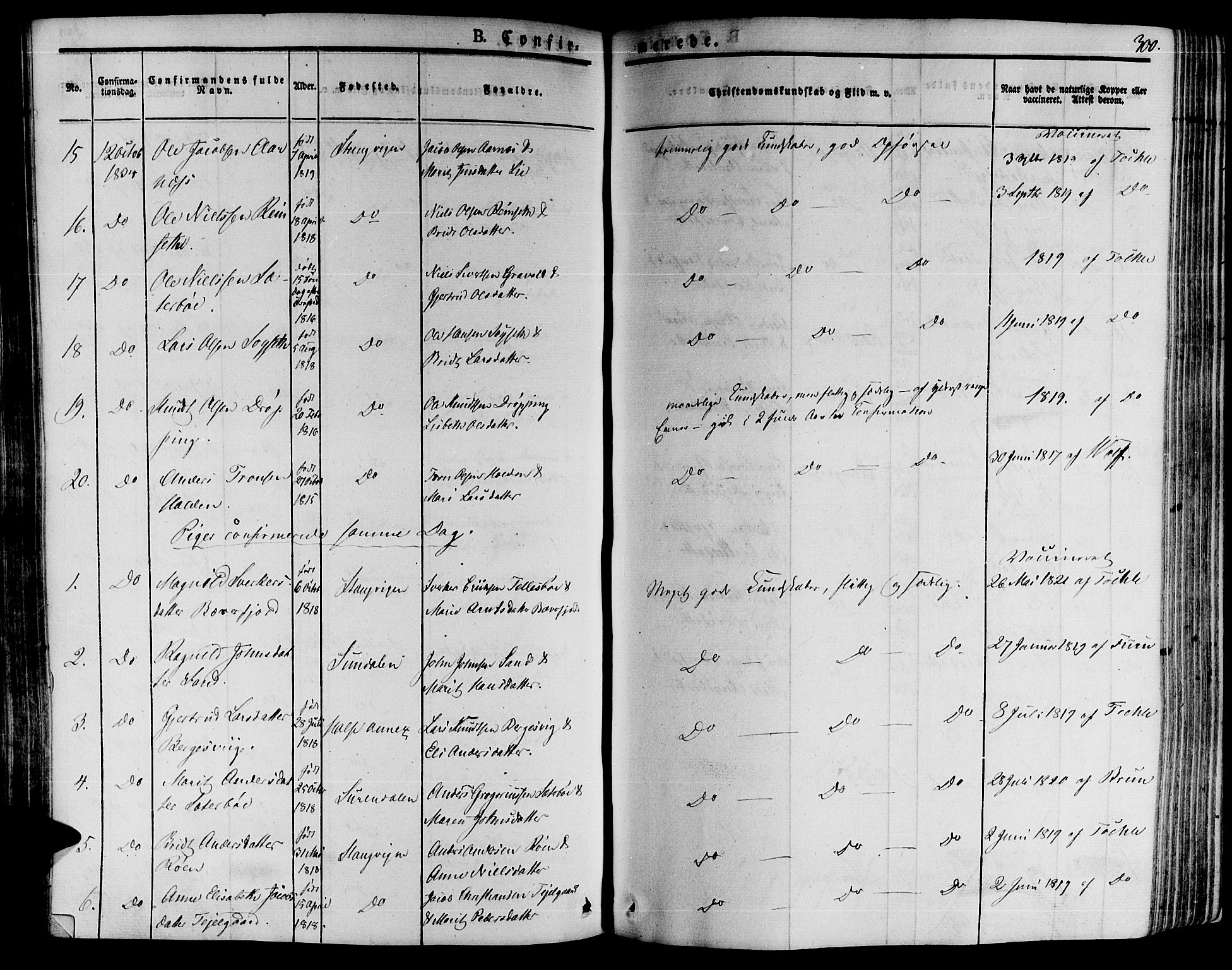 Ministerialprotokoller, klokkerbøker og fødselsregistre - Møre og Romsdal, SAT/A-1454/592/L1024: Parish register (official) no. 592A03 /1, 1831-1849, p. 300