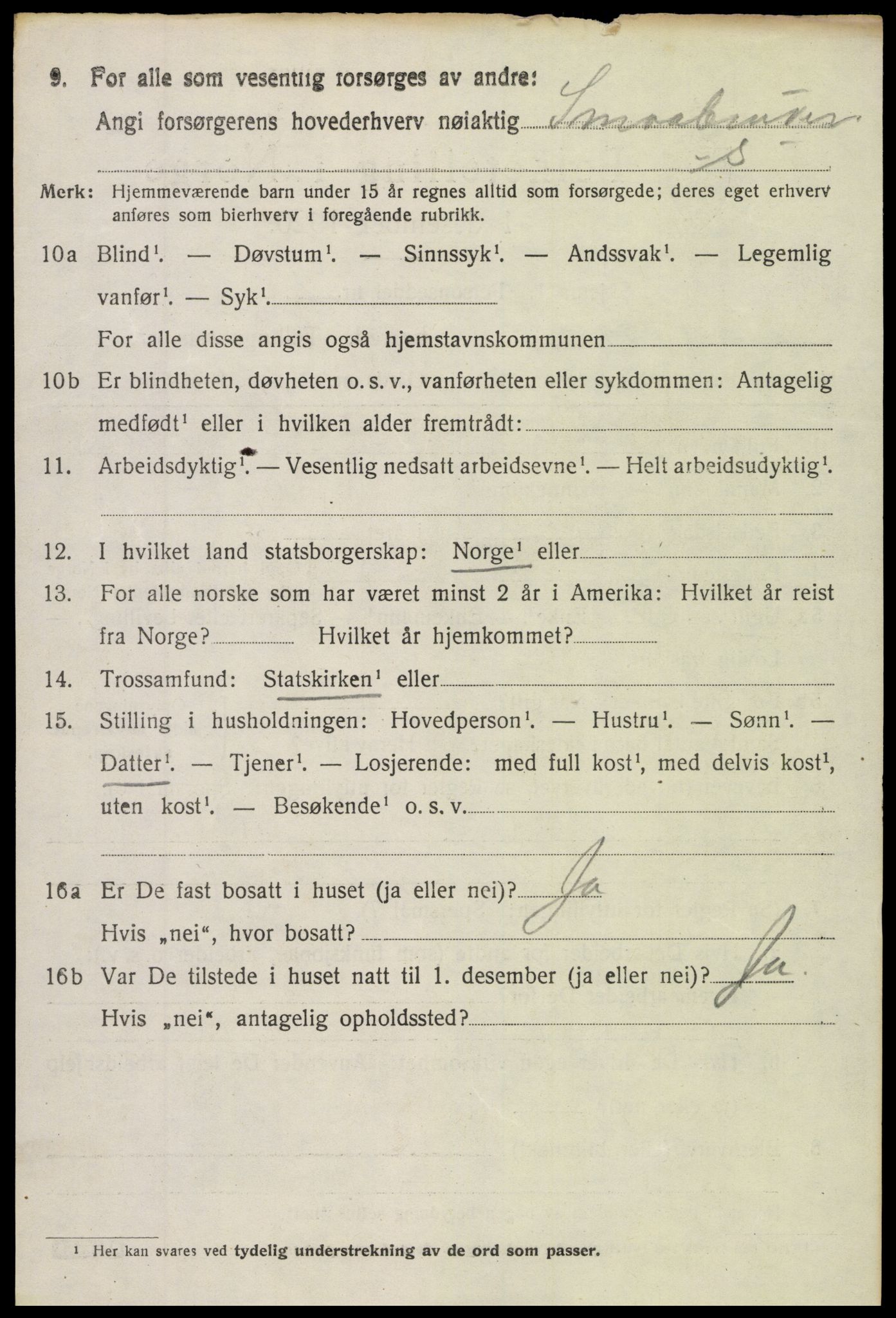 SAH, 1920 census for Torpa, 1920, p. 2838