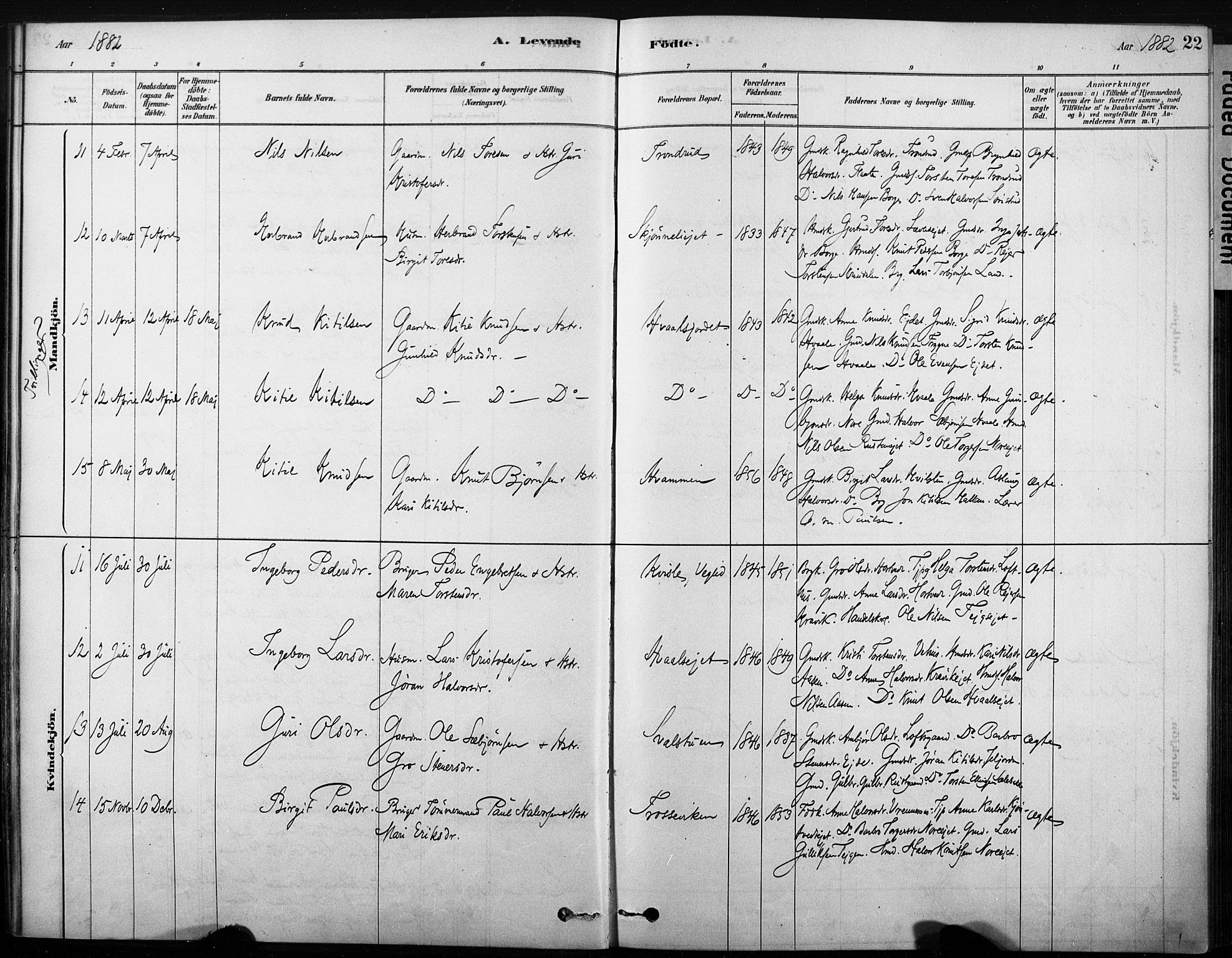 Nore kirkebøker, AV/SAKO-A-238/F/Fb/L0001: Parish register (official) no. II 1, 1878-1886, p. 22