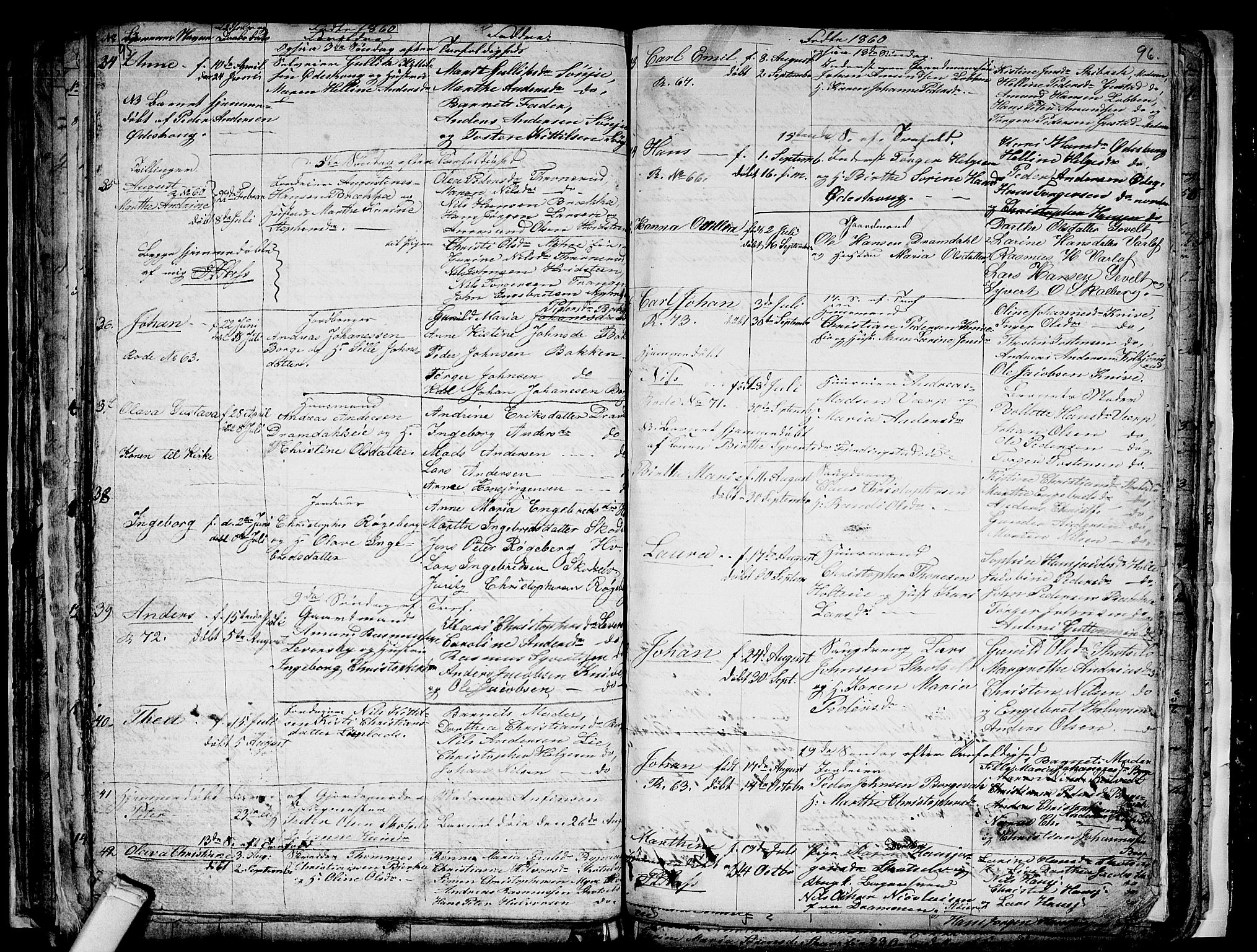 Eiker kirkebøker, AV/SAKO-A-4/G/Gb/L0001: Parish register (copy) no. II 1, 1844-1864, p. 95-96