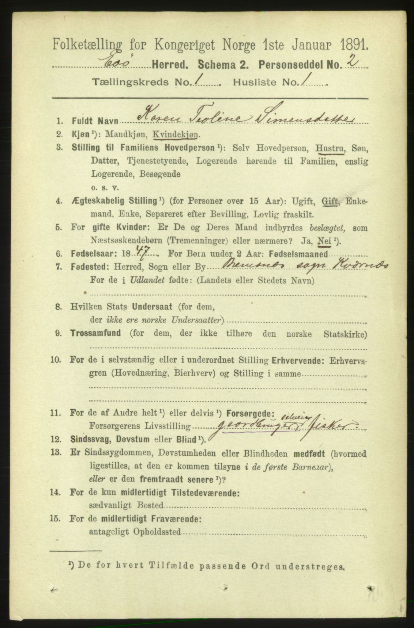 RA, 1891 census for 1573 Edøy, 1891, p. 73