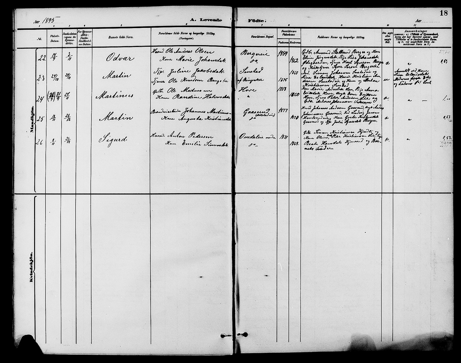 Nes prestekontor, Hedmark, AV/SAH-PREST-020/L/La/L0007: Parish register (copy) no. 7, 1892-1912, p. 18