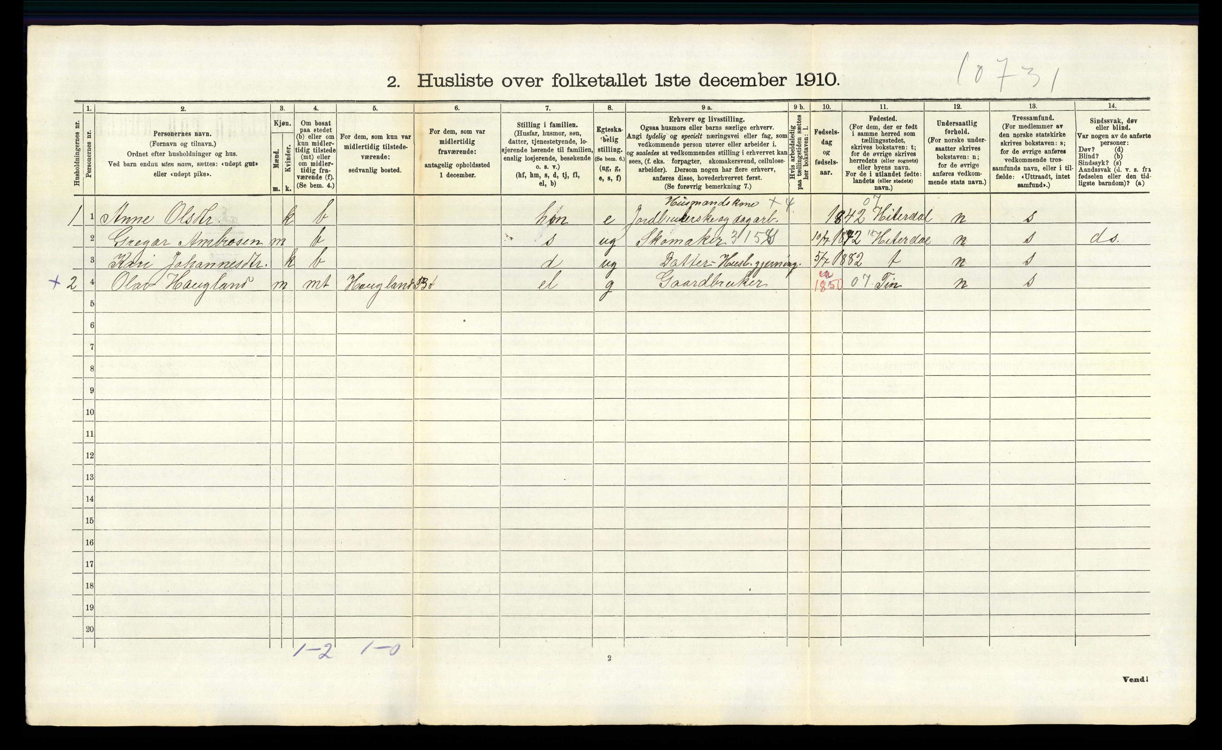 RA, 1910 census for Bø, 1910, p. 1022