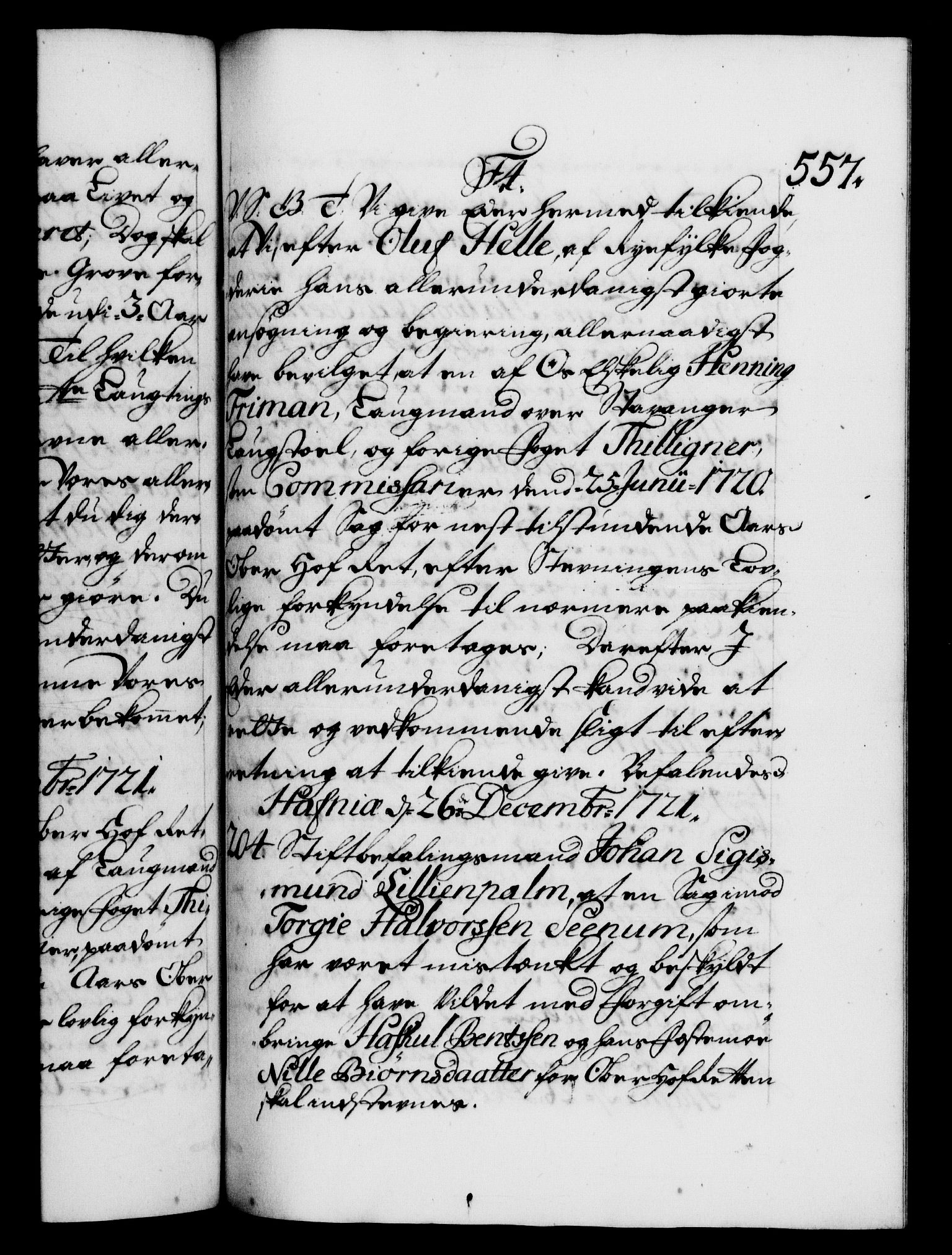 Danske Kanselli 1572-1799, AV/RA-EA-3023/F/Fc/Fca/Fcab/L0021: Norske tegnelser, 1719-1721, p. 557a