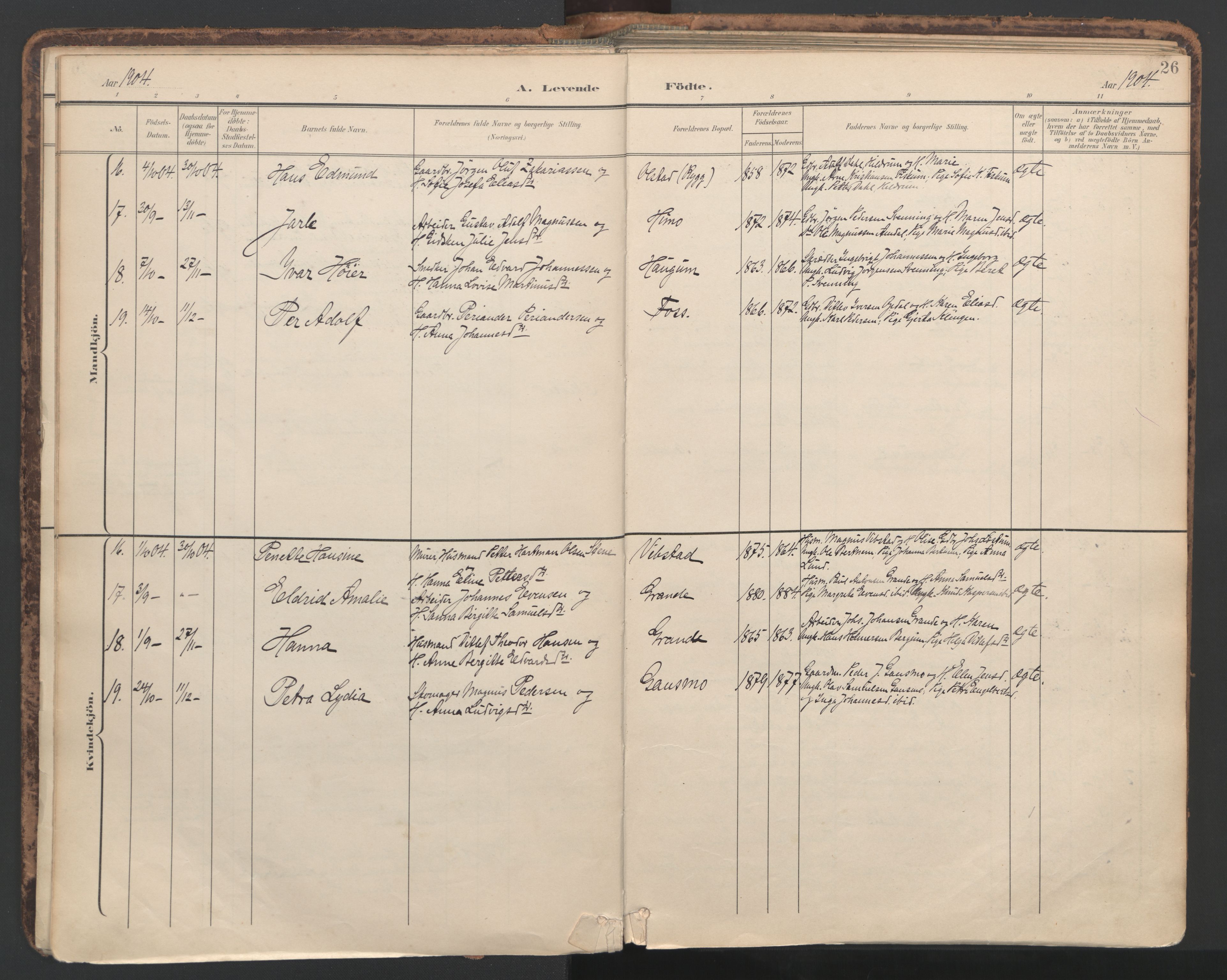 Ministerialprotokoller, klokkerbøker og fødselsregistre - Nord-Trøndelag, SAT/A-1458/764/L0556: Parish register (official) no. 764A11, 1897-1924, p. 26