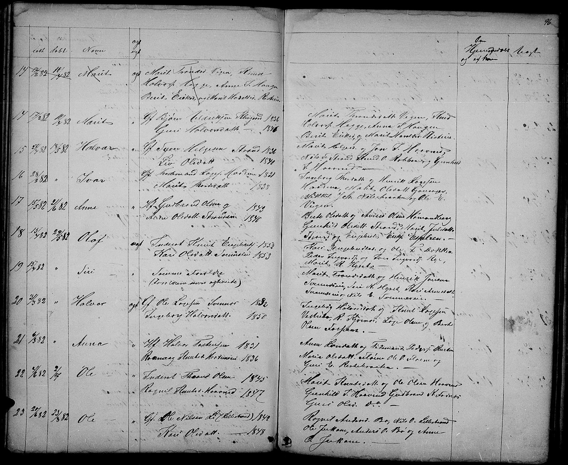 Nord-Aurdal prestekontor, SAH/PREST-132/H/Ha/Hab/L0003: Parish register (copy) no. 3, 1842-1882, p. 96