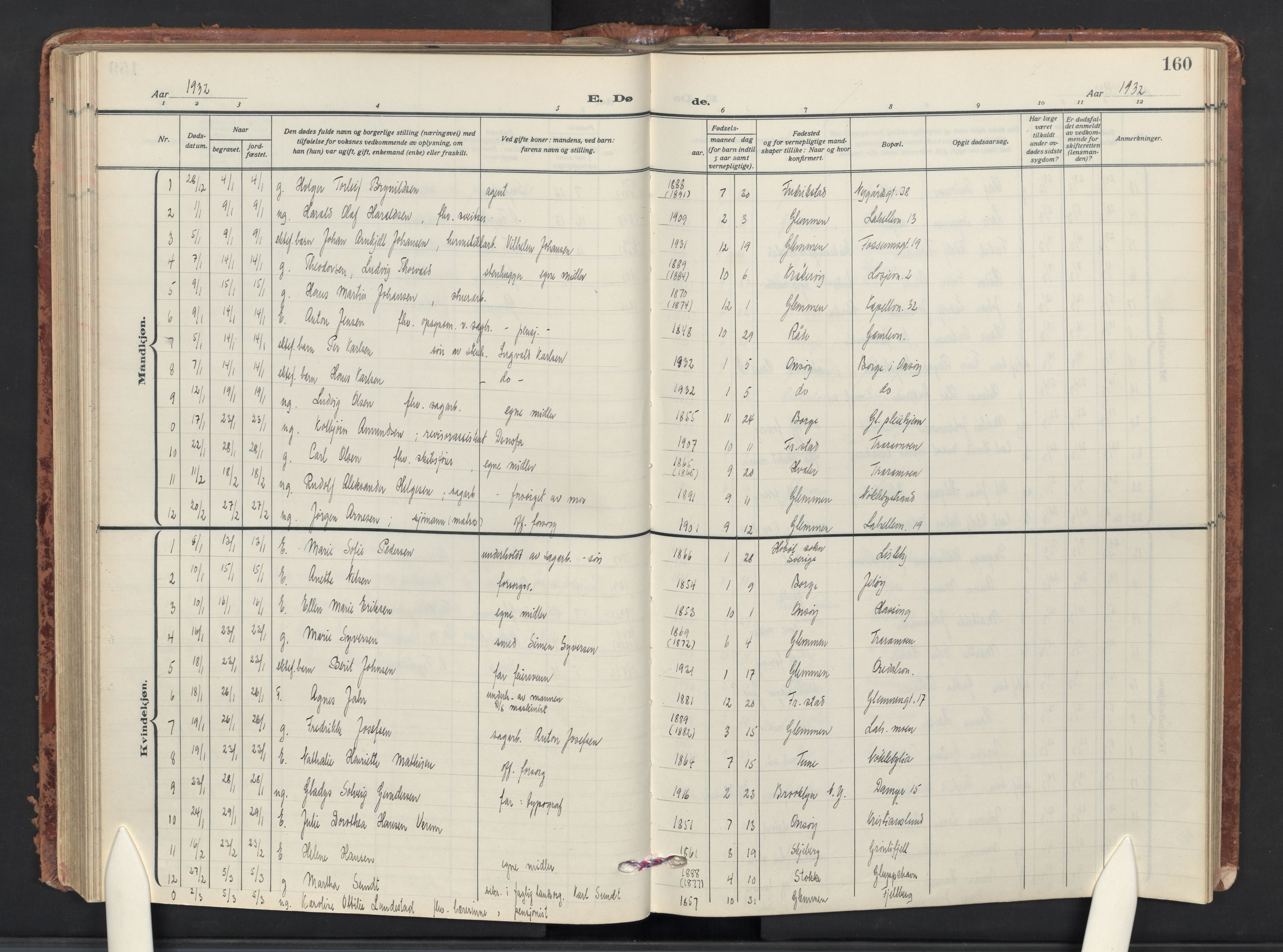 Glemmen prestekontor Kirkebøker, AV/SAO-A-10908/G/Ga/L0010: Parish register (copy) no. 10, 1928-1951, p. 160