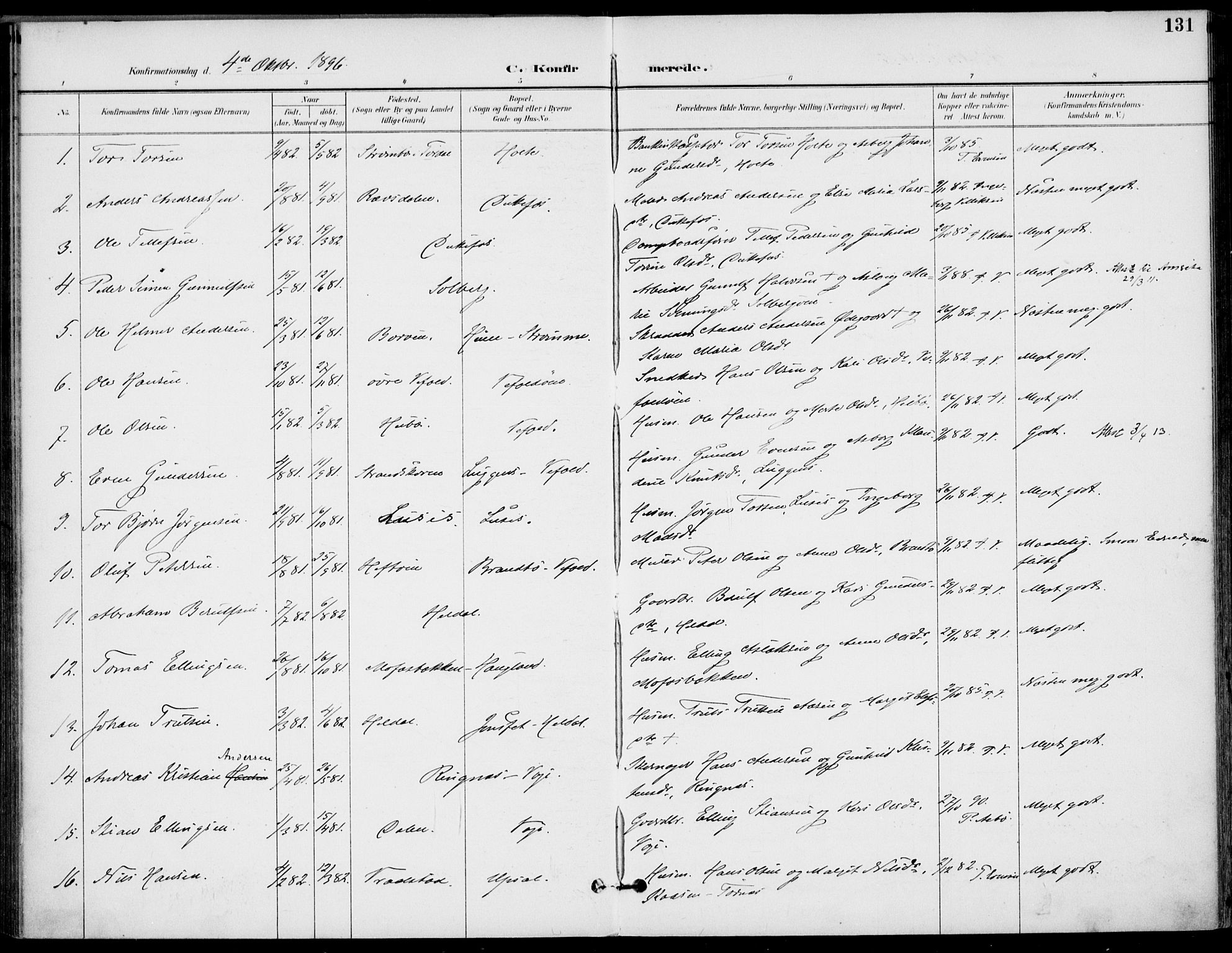 Drangedal kirkebøker, SAKO/A-258/F/Fa/L0012: Parish register (official) no. 12, 1895-1905, p. 131