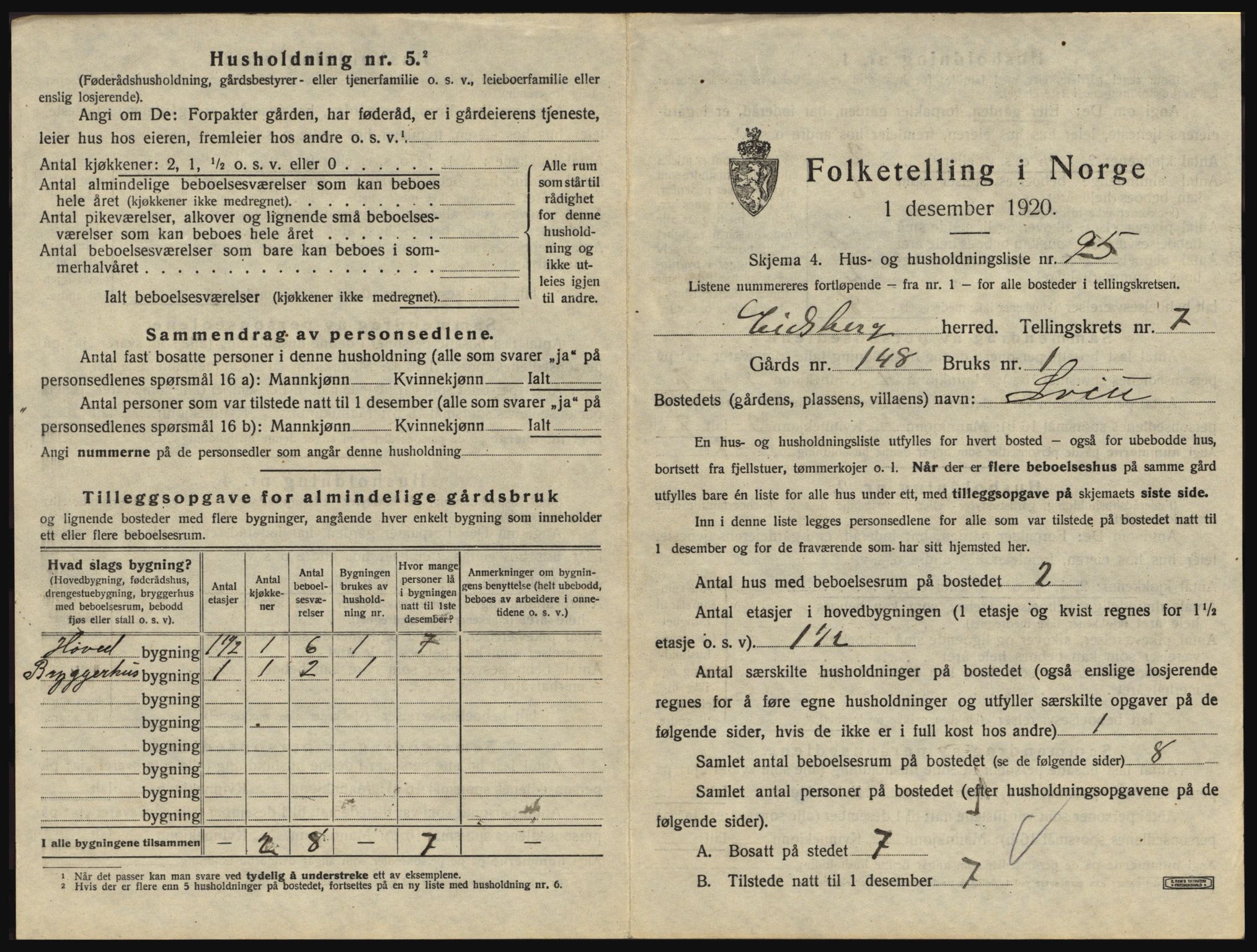 SAO, 1920 census for Eidsberg, 1920, p. 1371