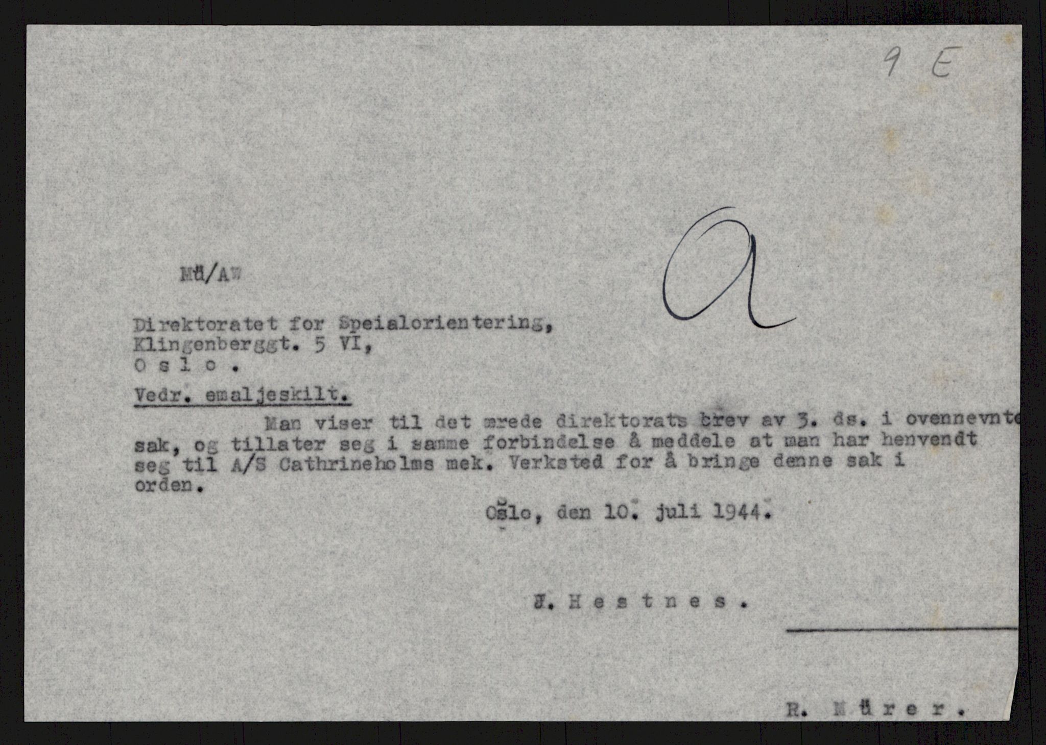 Direktoratet for industriforsyning, Sekretariatet, AV/RA-S-4153/D/Df/L0055: 9. Metallkontoret, 1940-1945, p. 265