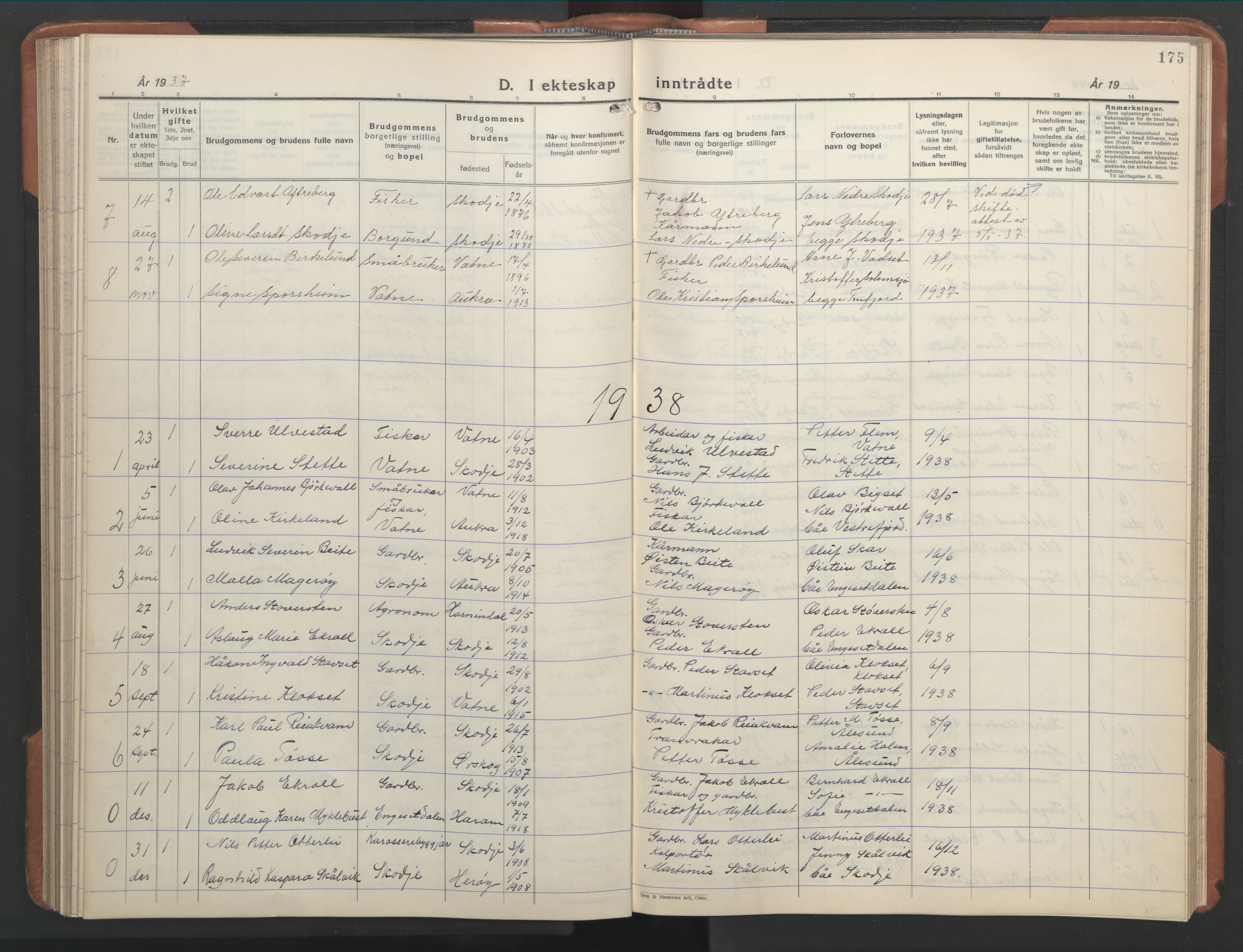 Ministerialprotokoller, klokkerbøker og fødselsregistre - Møre og Romsdal, AV/SAT-A-1454/524/L0367: Parish register (copy) no. 524C08, 1932-1951, p. 175