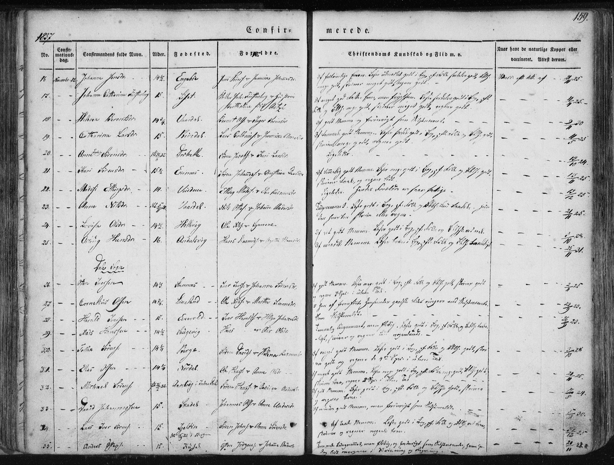 Fjaler sokneprestembete, AV/SAB-A-79801/H/Haa/Haaa/L0006: Parish register (official) no. A 6, 1835-1884, p. 159