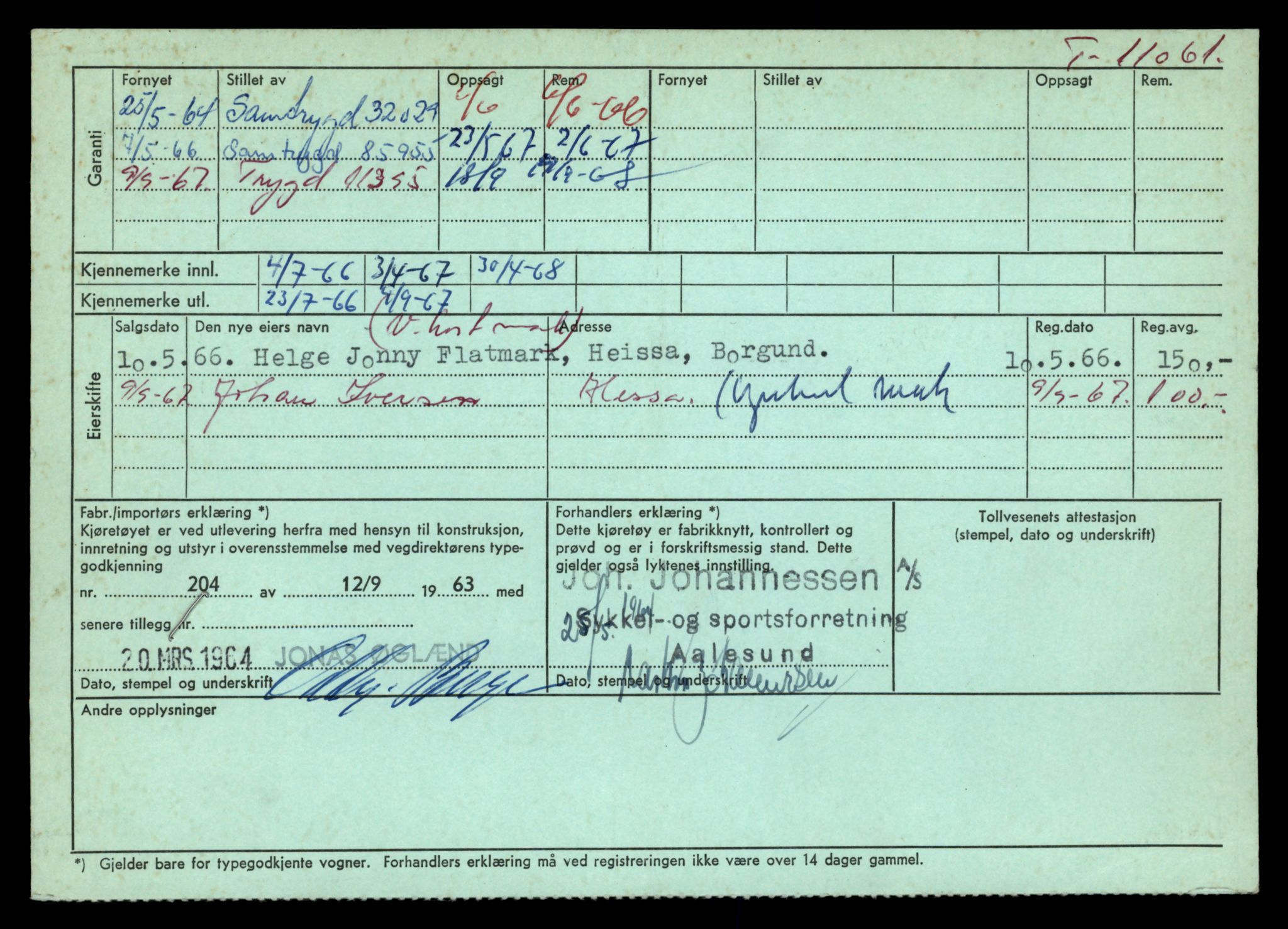 Møre og Romsdal vegkontor - Ålesund trafikkstasjon, AV/SAT-A-4099/F/Fe/L0026: Registreringskort for kjøretøy T 11046 - T 11160, 1927-1998, p. 440