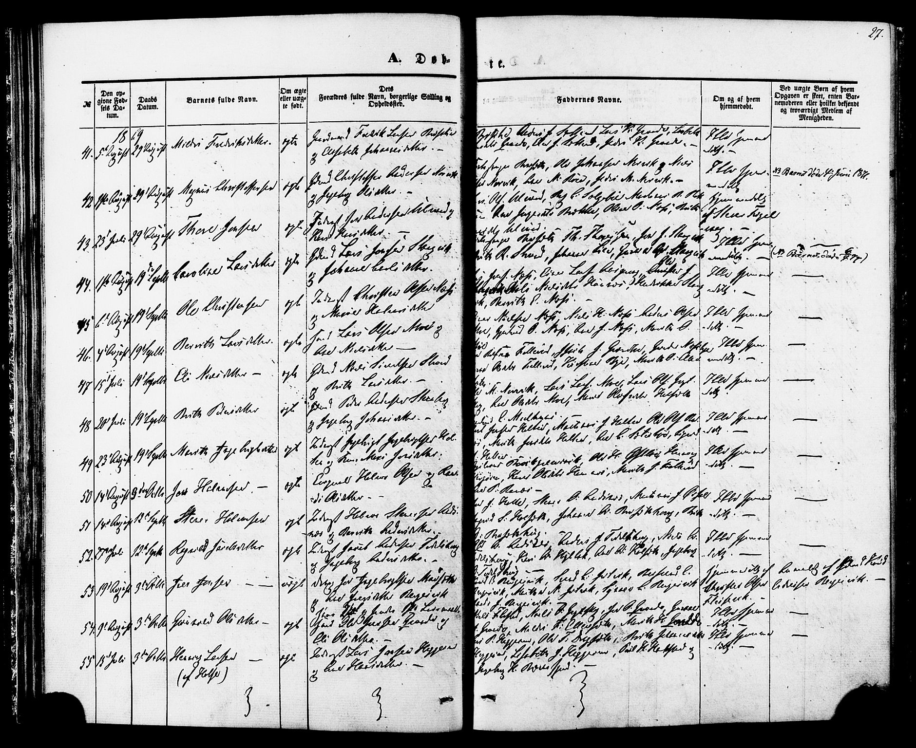 Ministerialprotokoller, klokkerbøker og fødselsregistre - Møre og Romsdal, AV/SAT-A-1454/592/L1027: Parish register (official) no. 592A05, 1865-1878, p. 27