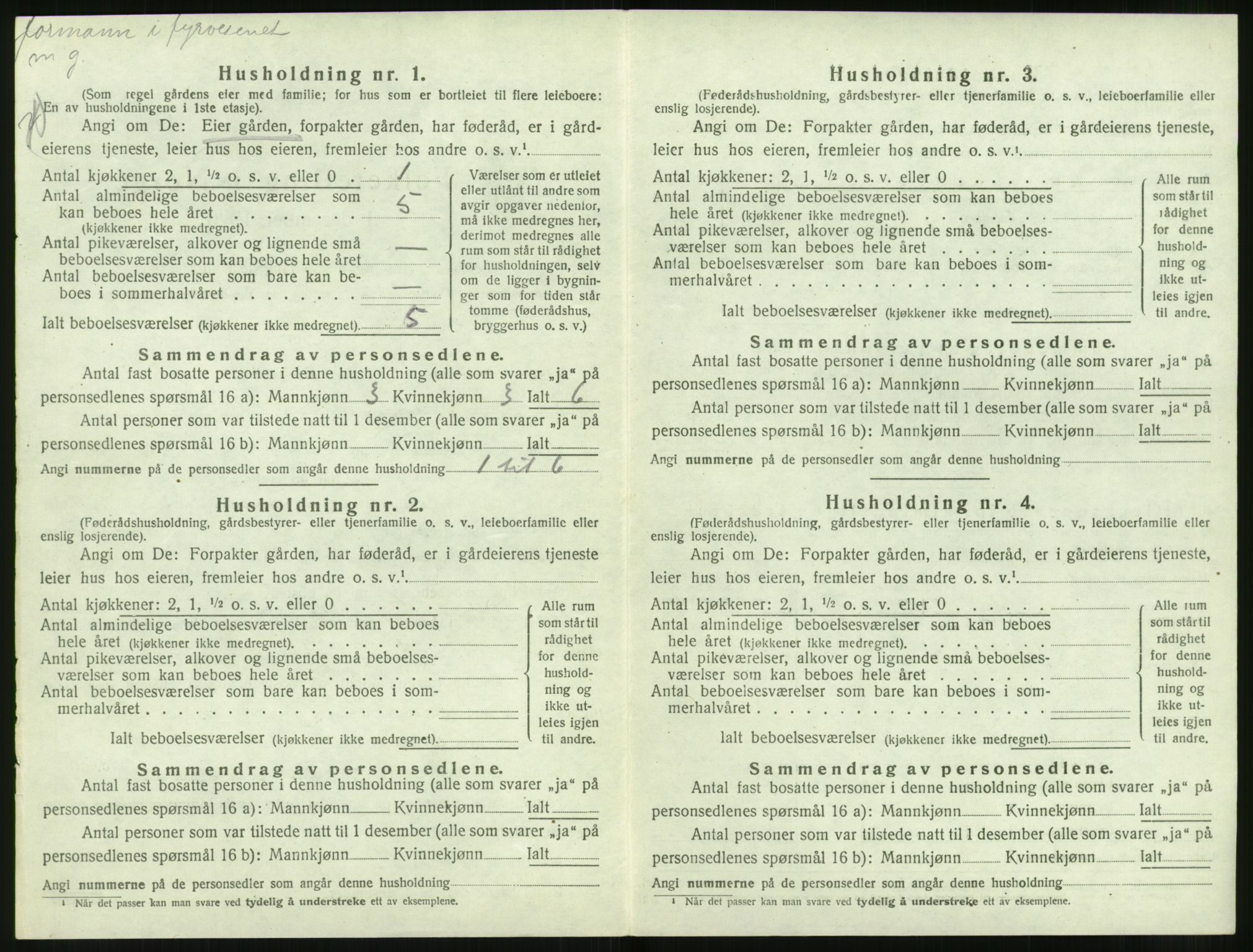 SAT, 1920 census for Volda, 1920, p. 1501