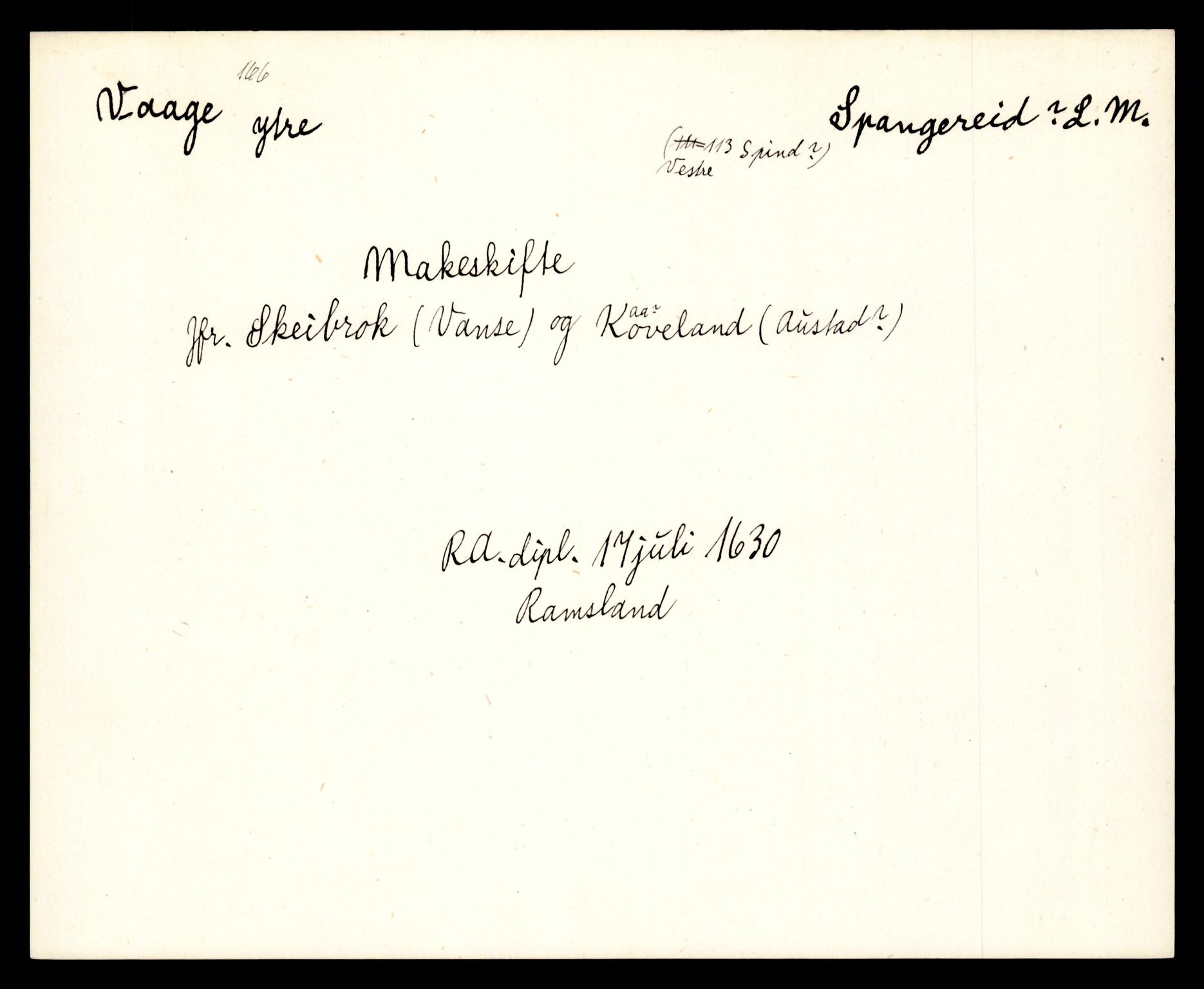 Riksarkivets diplomsamling, AV/RA-EA-5965/F35/F35e/L0025: Registreringssedler Vest-Agder 1, 1400-1700, p. 415