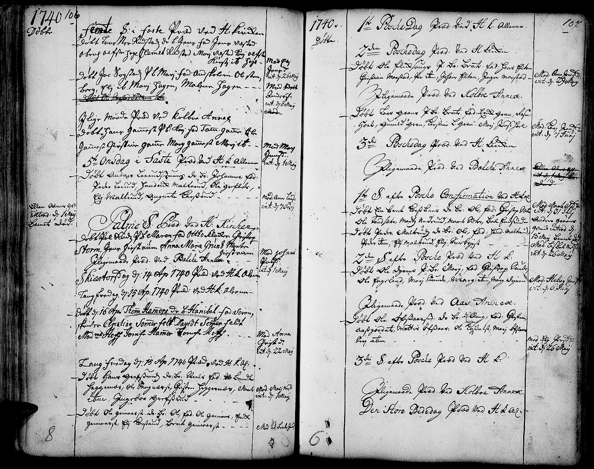 Toten prestekontor, AV/SAH-PREST-102/H/Ha/Haa/L0003: Parish register (official) no. 3, 1734-1751, p. 106-107