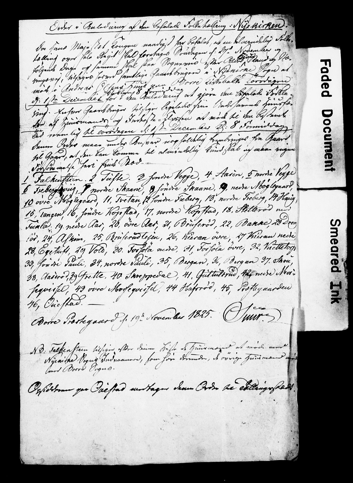 , Census 1825 for Borre, 1825, p. 1