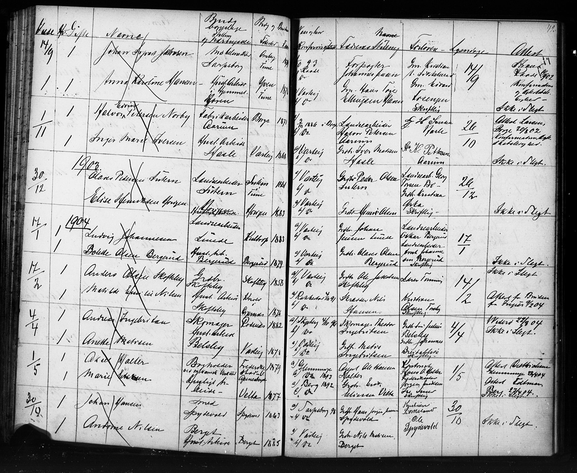 Varteig prestekontor Kirkebøker, AV/SAO-A-10447a/H/Ha/L0001: Banns register no. 1, 1861-1916, p. 42
