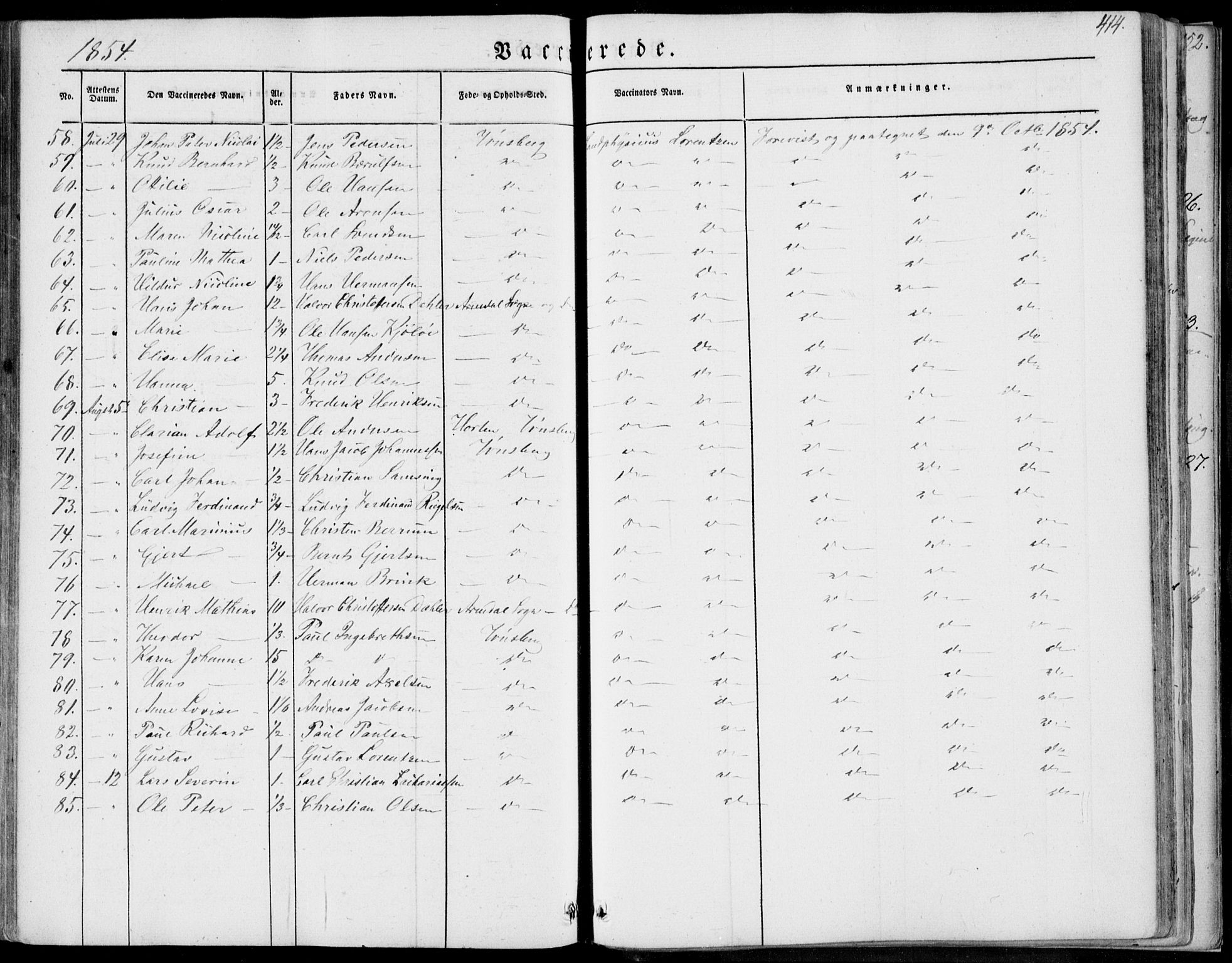 Tønsberg kirkebøker, AV/SAKO-A-330/F/Fa/L0007: Parish register (official) no. I 7, 1845-1854, p. 414