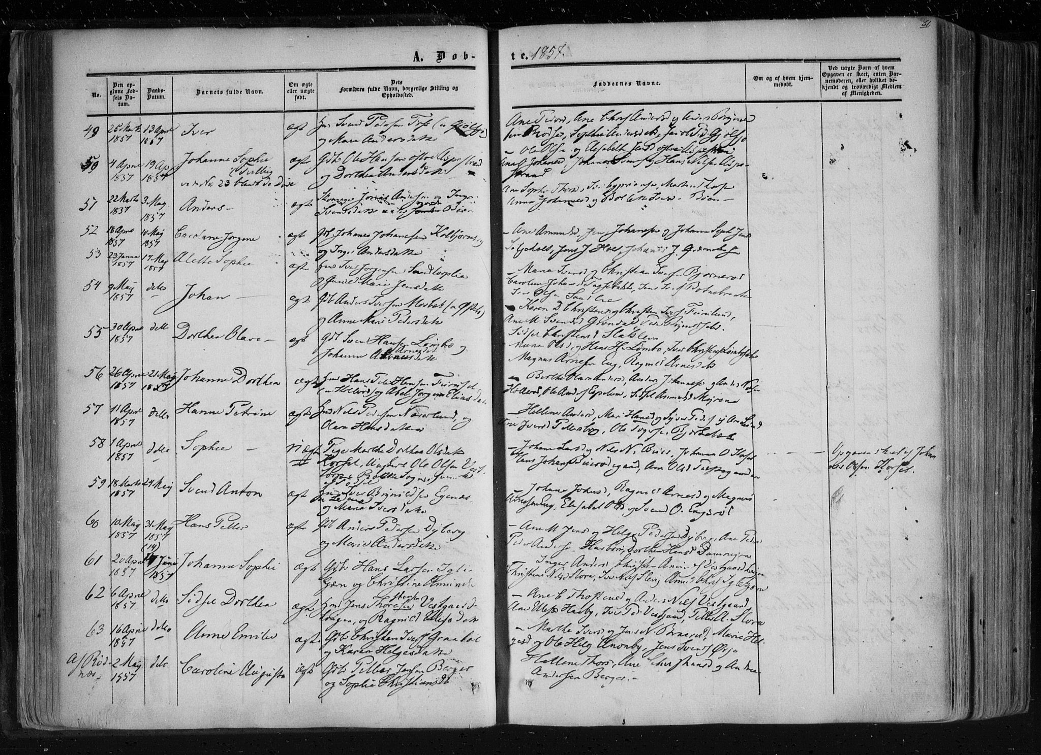 Aremark prestekontor Kirkebøker, AV/SAO-A-10899/F/Fc/L0003: Parish register (official) no. III 3, 1850-1865, p. 61