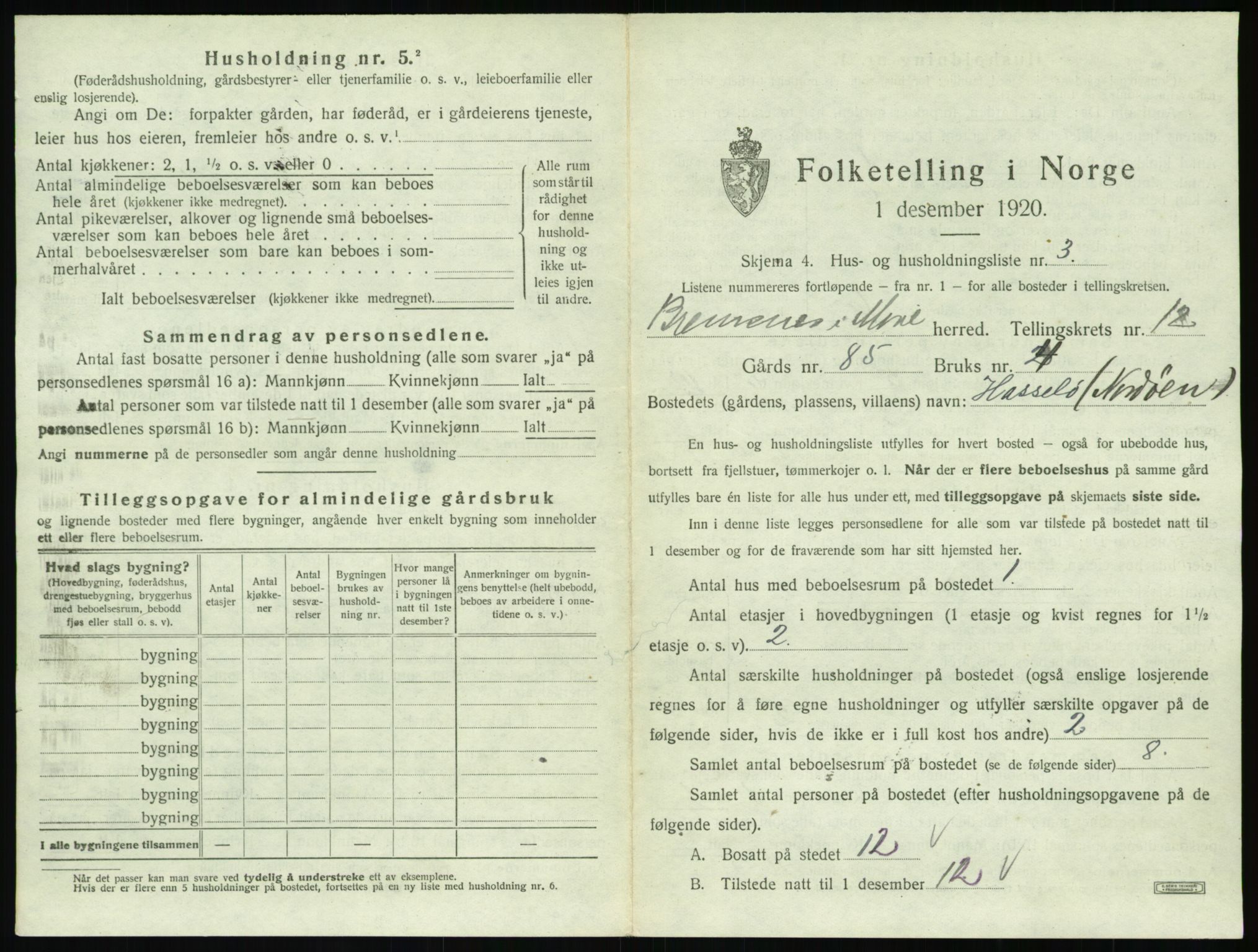 SAT, 1920 census for Bremsnes, 1920, p. 1339