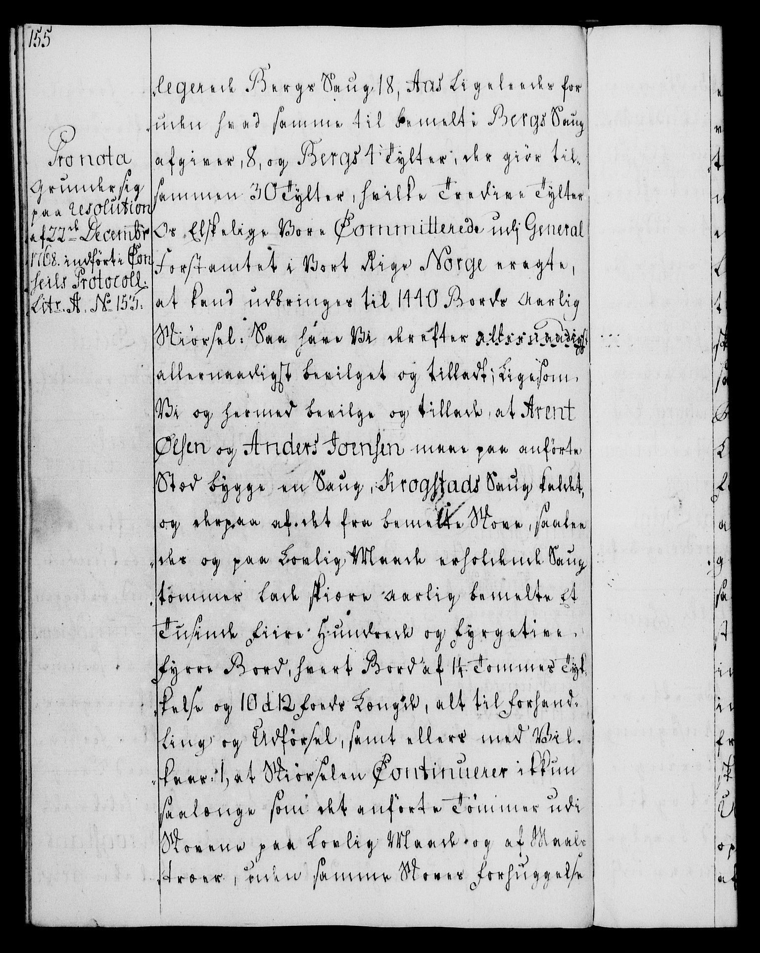 Rentekammeret, Kammerkanselliet, AV/RA-EA-3111/G/Gg/Gga/L0008: Norsk ekspedisjonsprotokoll med register (merket RK 53.8), 1768-1771, p. 155