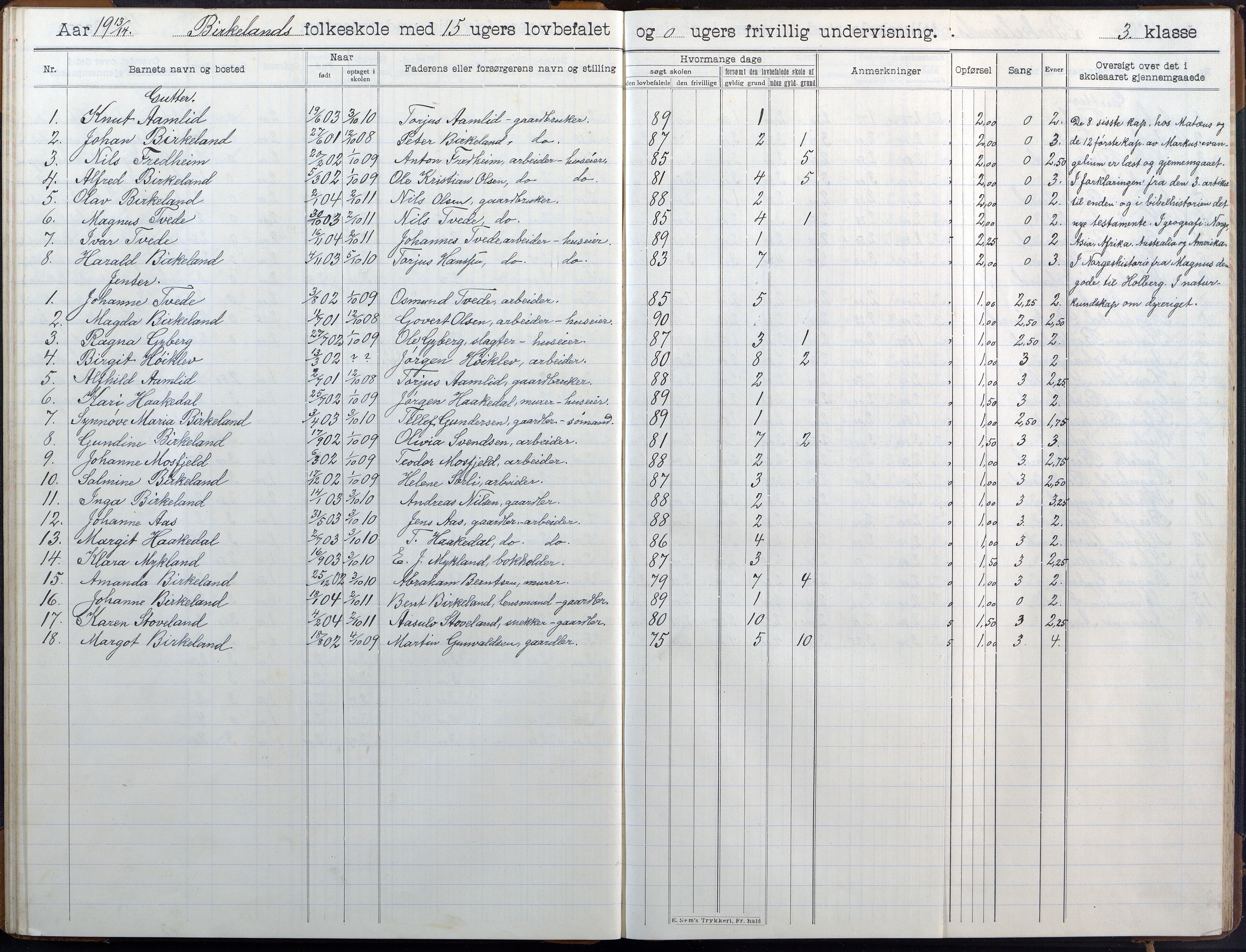 Birkenes kommune, Birkenes krets/Birkeland folkeskole frem til 1991, AAKS/KA0928-550a_91/F02/L0007: Skoleprotokoll, 1907-1931