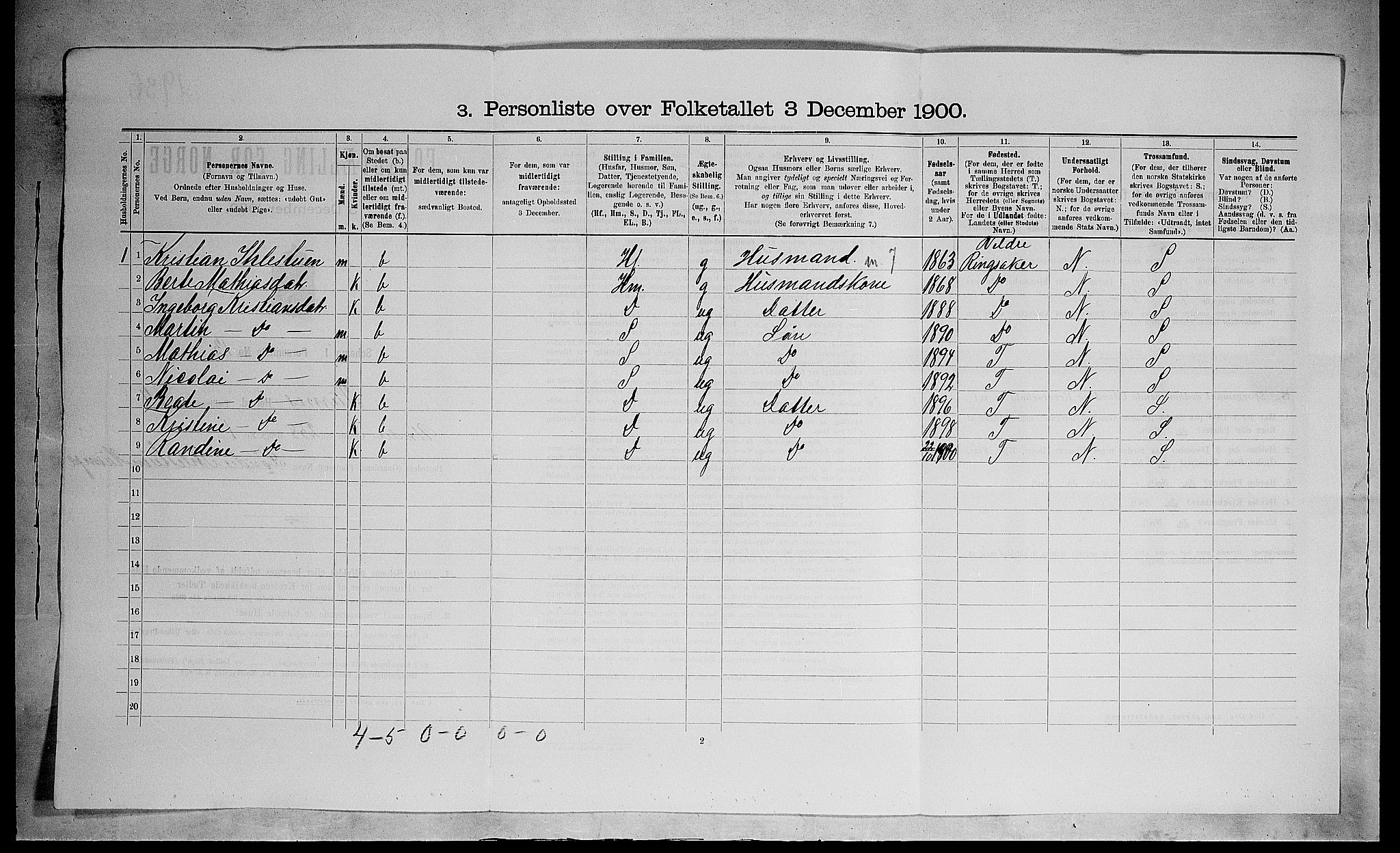 SAH, 1900 census for Furnes, 1900, p. 743