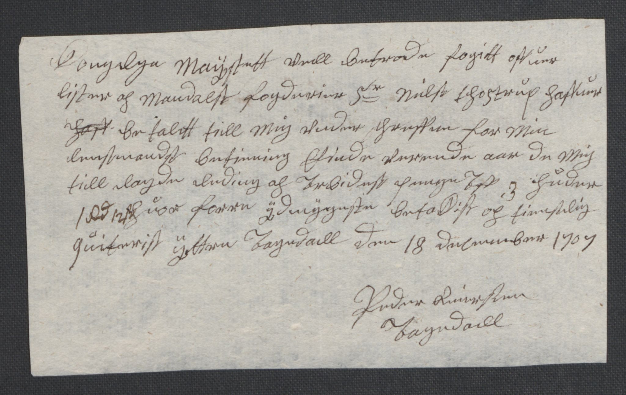 Rentekammeret inntil 1814, Reviderte regnskaper, Fogderegnskap, AV/RA-EA-4092/R43/L2551: Fogderegnskap Lista og Mandal, 1705-1709, p. 483