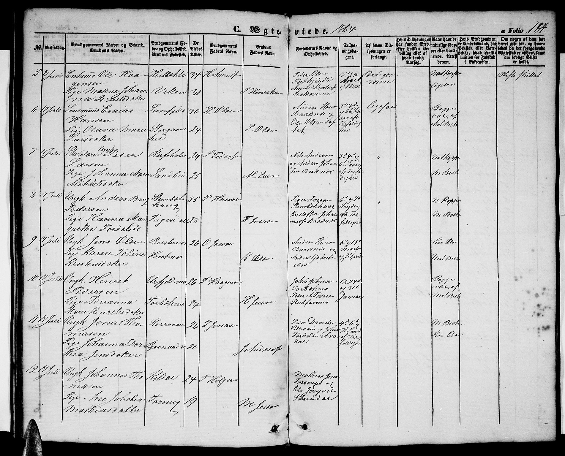 Ministerialprotokoller, klokkerbøker og fødselsregistre - Nordland, AV/SAT-A-1459/827/L0414: Parish register (copy) no. 827C03, 1853-1865, p. 184