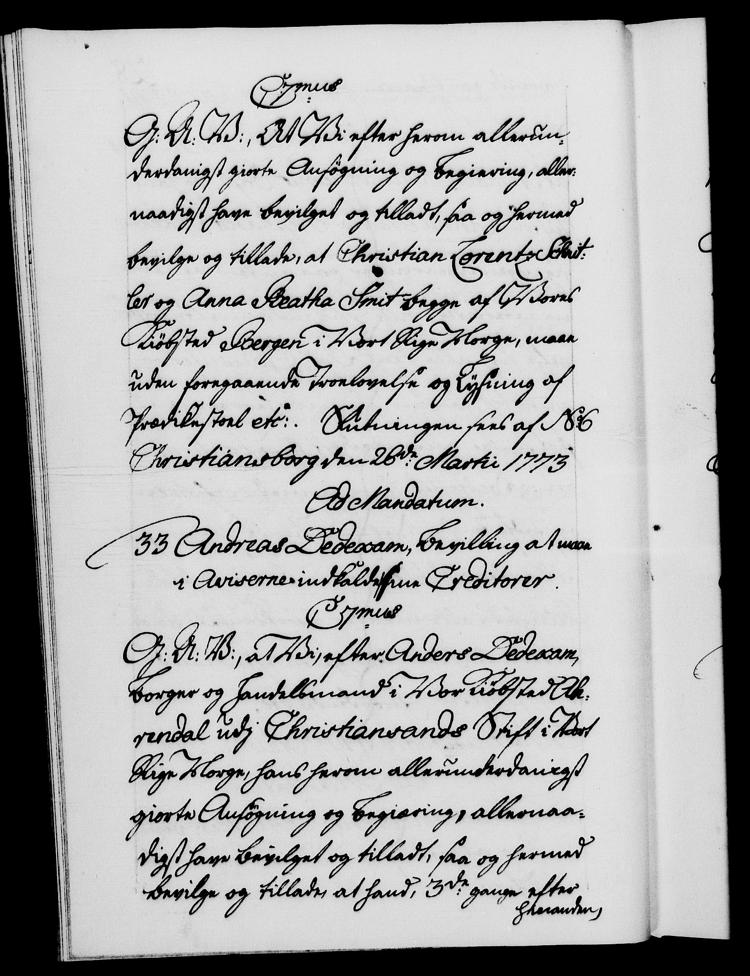 Danske Kanselli 1572-1799, AV/RA-EA-3023/F/Fc/Fca/Fcaa/L0046: Norske registre, 1773-1775, p. 28b