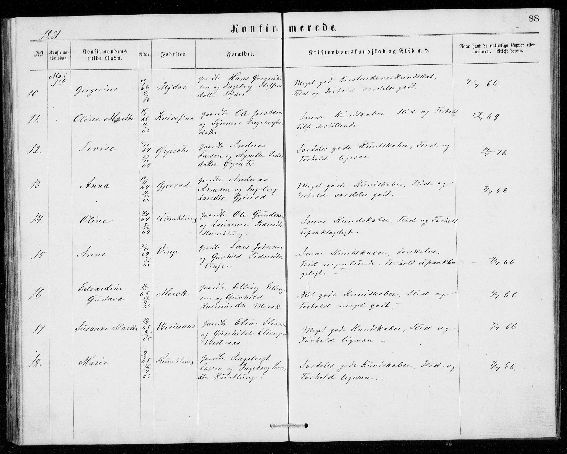 Ministerialprotokoller, klokkerbøker og fødselsregistre - Møre og Romsdal, AV/SAT-A-1454/518/L0235: Parish register (copy) no. 518C02, 1867-1888, p. 88