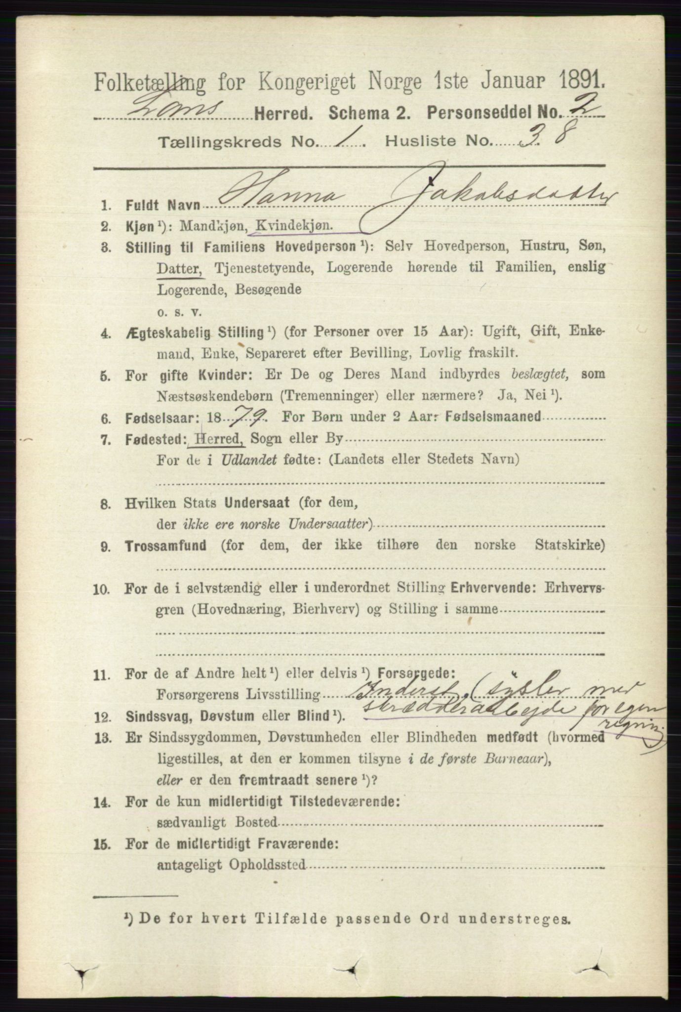 RA, 1891 census for 0514 Lom, 1891, p. 333