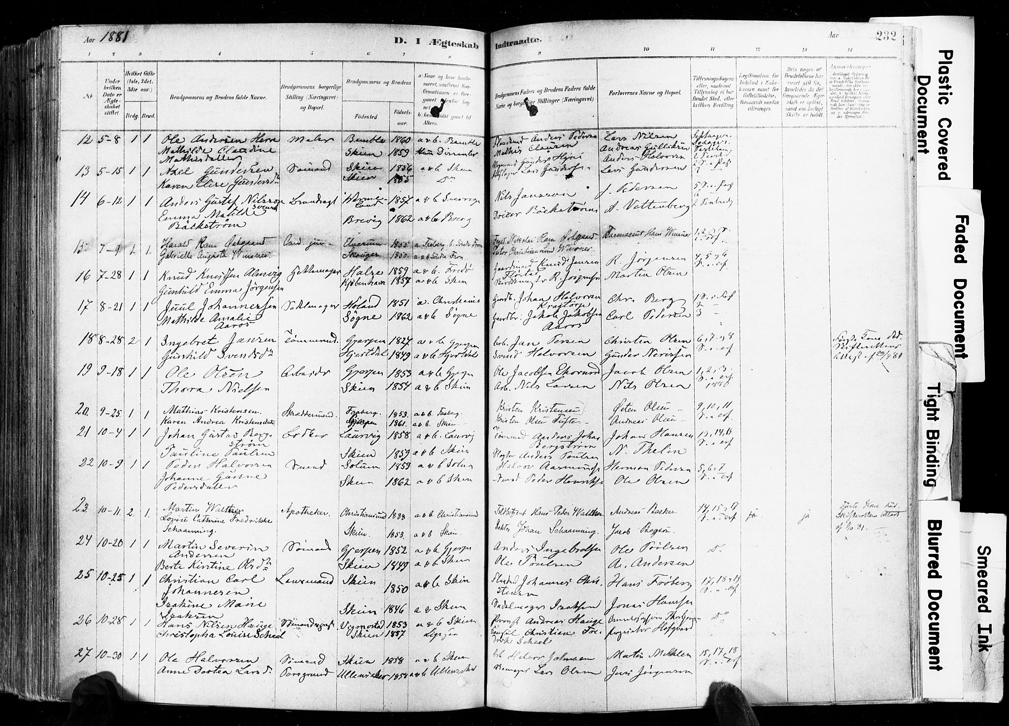 Skien kirkebøker, SAKO/A-302/F/Fa/L0009: Parish register (official) no. 9, 1878-1890, p. 232