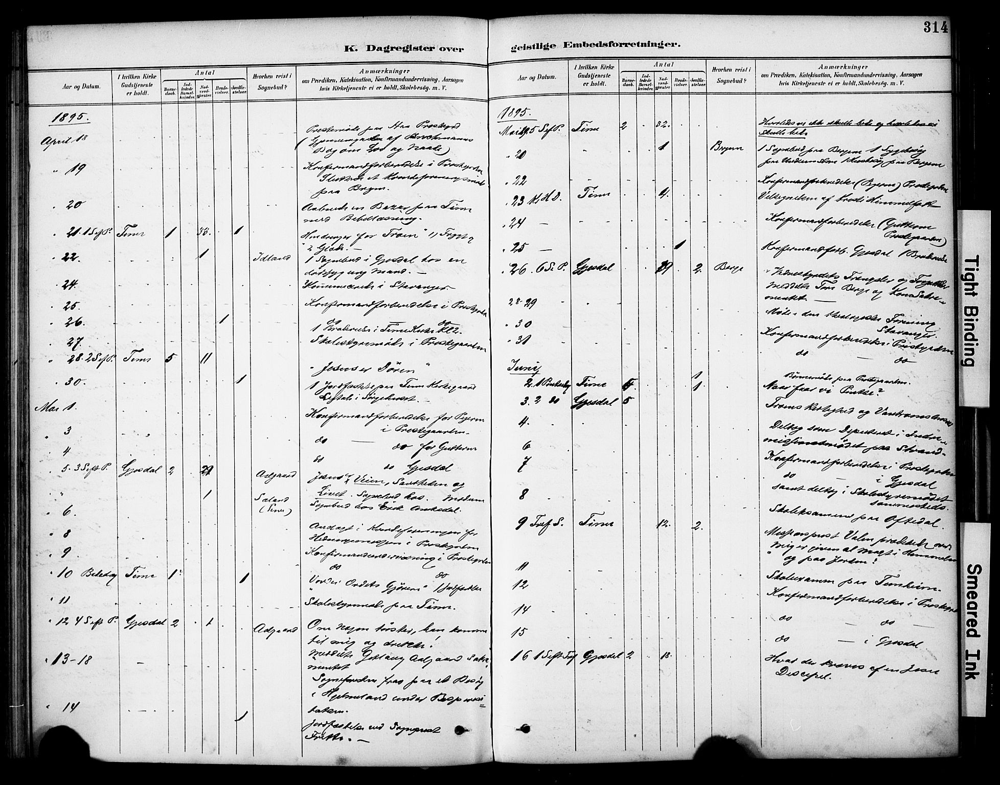 Lye sokneprestkontor, AV/SAST-A-101794/001/30BA/L0011: Parish register (official) no. A 9, 1893-1903, p. 314