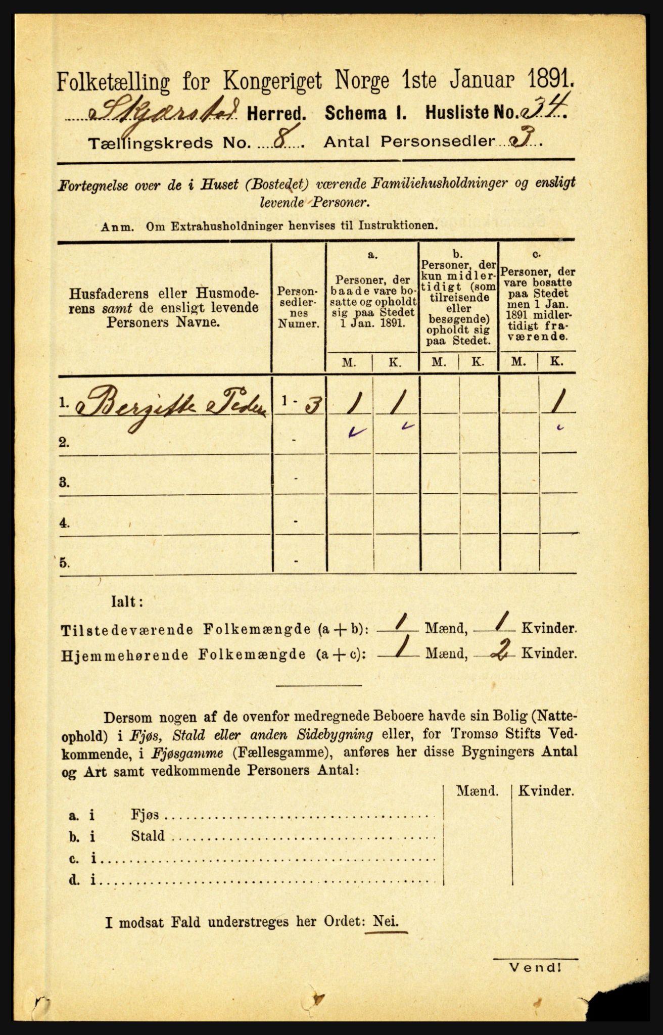 RA, 1891 census for 1842 Skjerstad, 1891, p. 3054