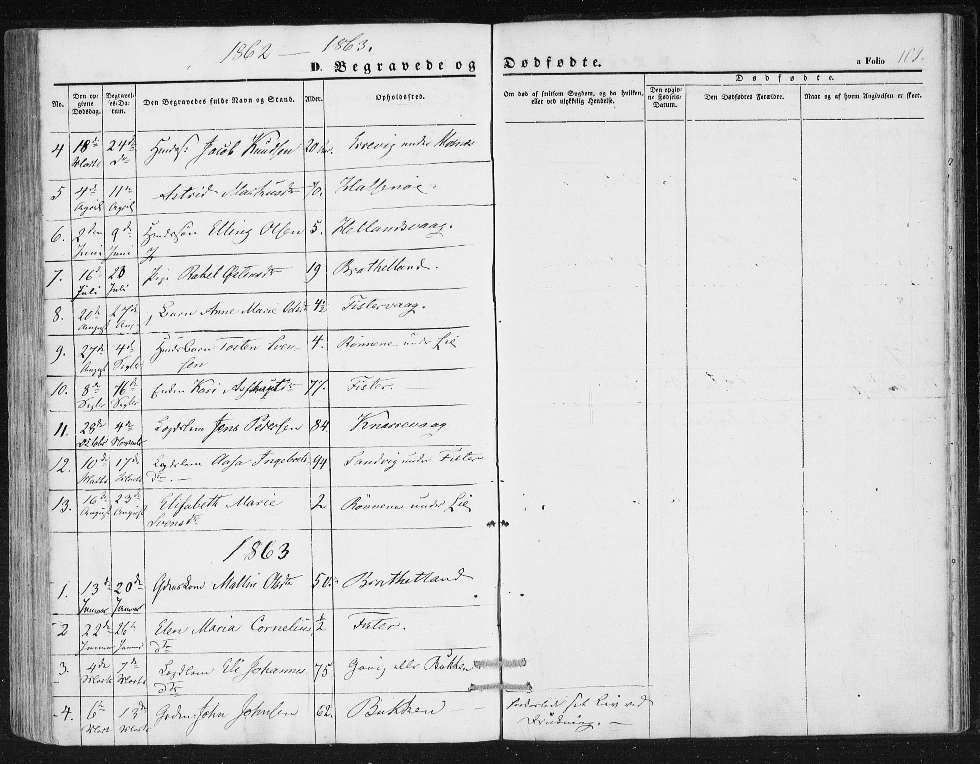 Hjelmeland sokneprestkontor, AV/SAST-A-101843/01/IV/L0010: Parish register (official) no. A 10, 1851-1871, p. 109