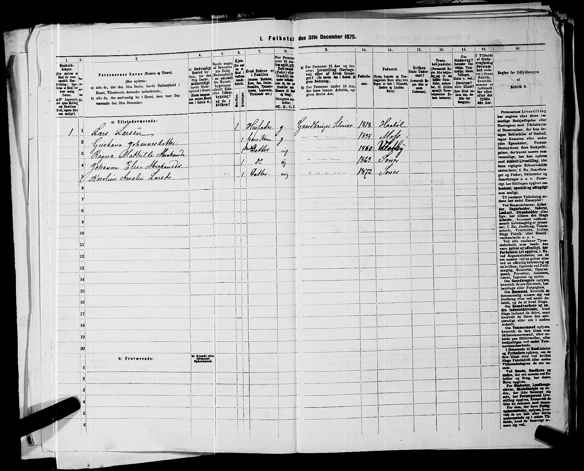 RA, 1875 census for 0211L Vestby/Vestby, Garder og Såner, 1875, p. 704