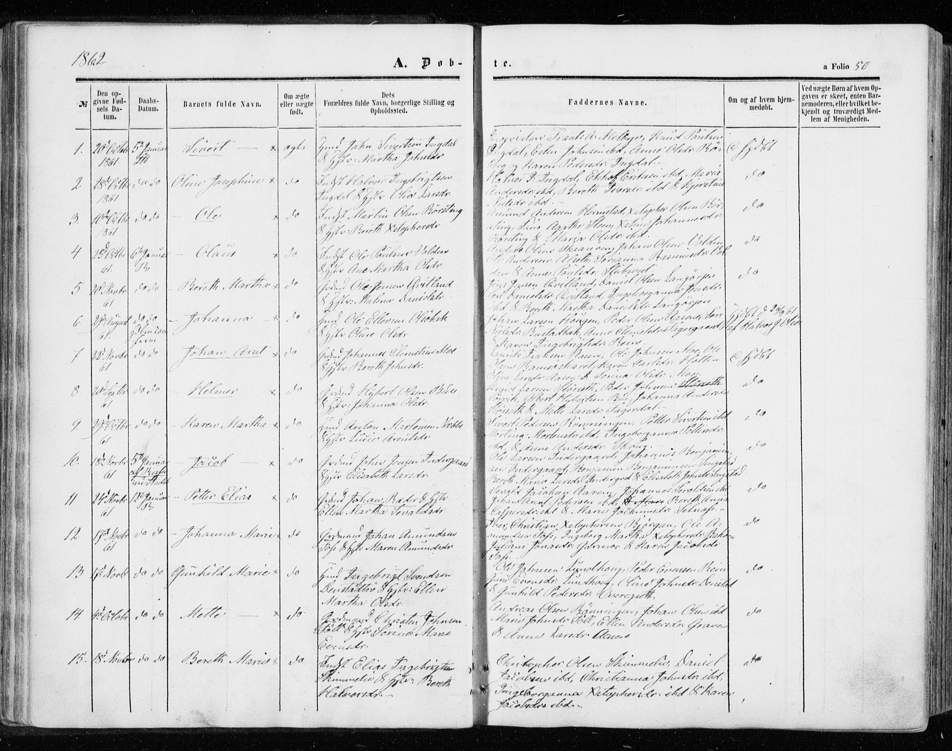 Ministerialprotokoller, klokkerbøker og fødselsregistre - Sør-Trøndelag, SAT/A-1456/646/L0612: Parish register (official) no. 646A10, 1858-1869, p. 50