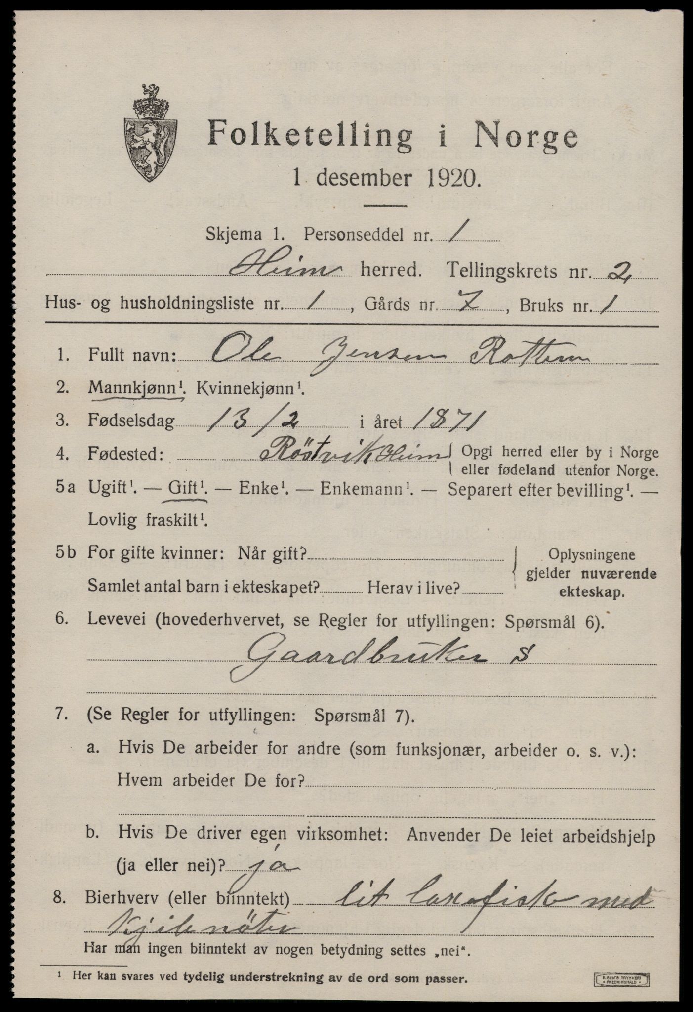 SAT, 1920 census for Heim, 1920, p. 1375