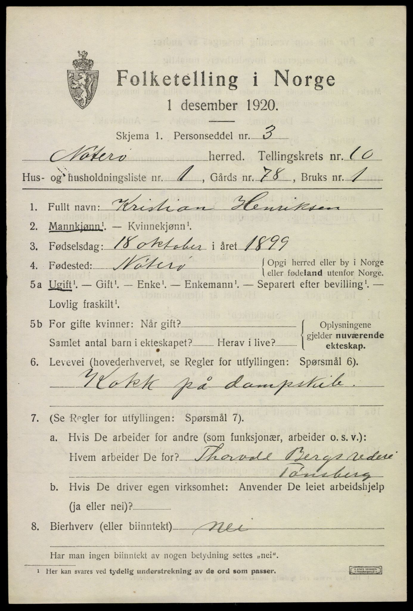 SAKO, 1920 census for Nøtterøy, 1920, p. 12559