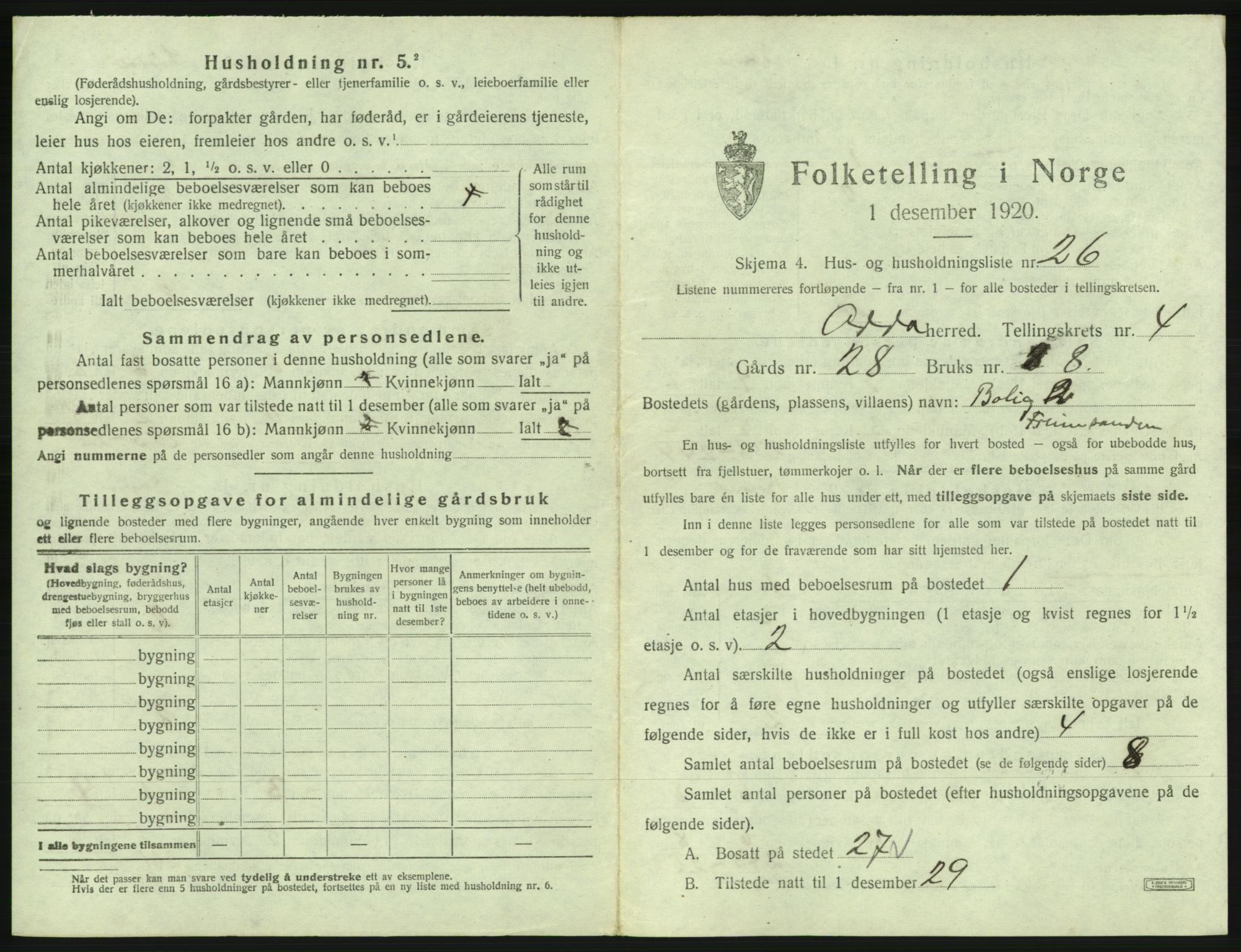 SAB, 1920 census for Odda, 1920, p. 344